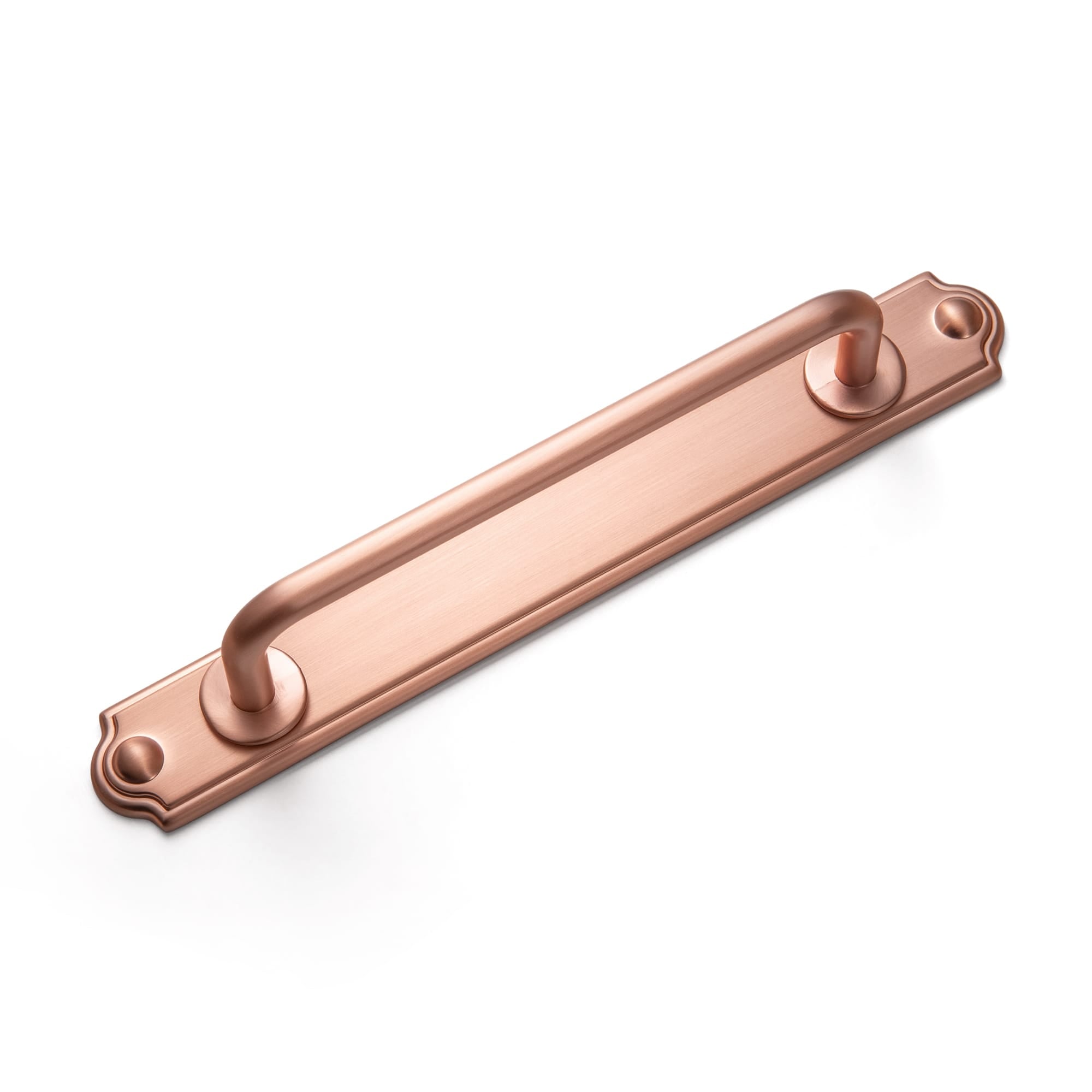 Goo-Ki Brushed Copper / 5'' Hole Center / 2 Pack Stylish Contoured Cabinet Handle with Back Plate Decorative Cabinet Hardware