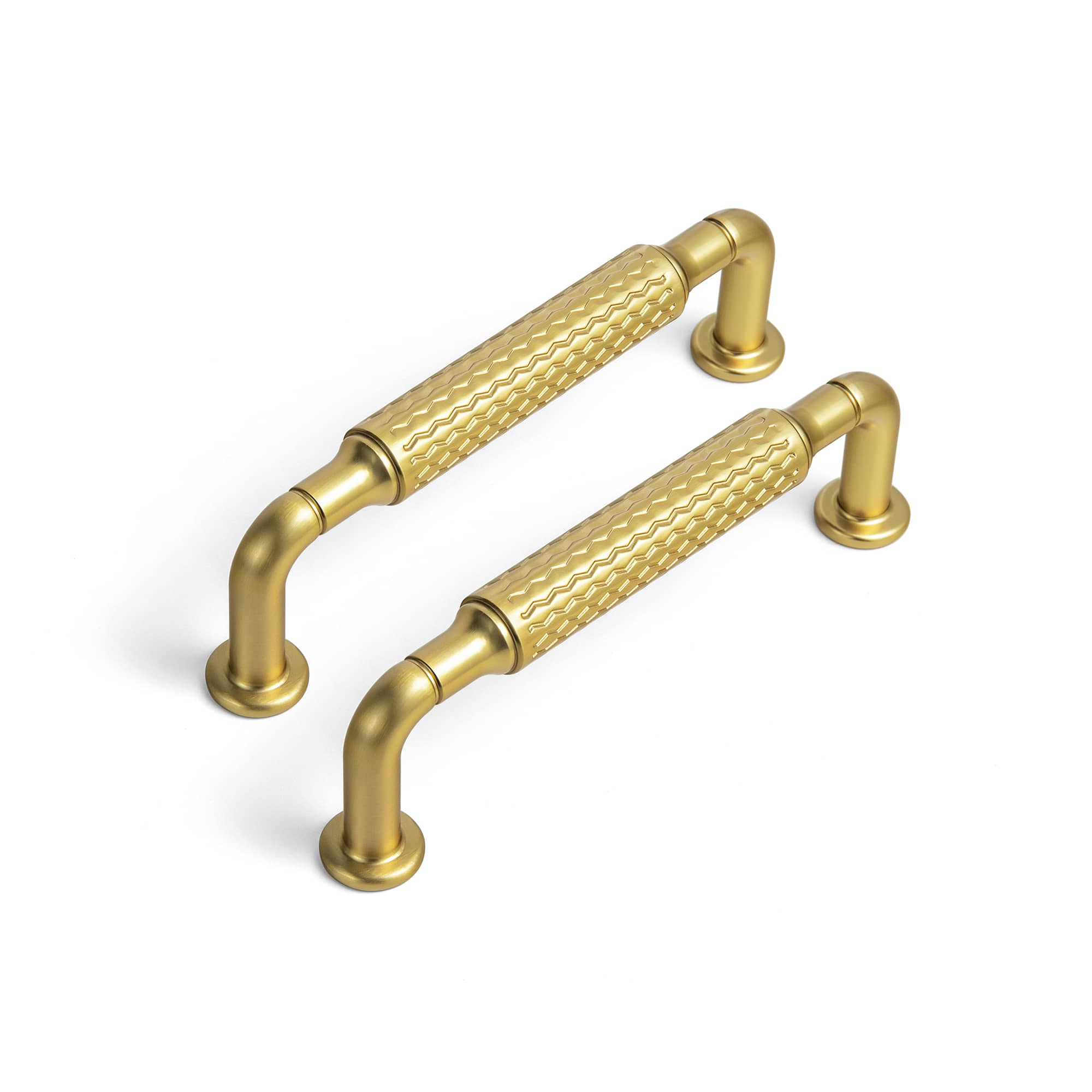 Goo-Ki Brushed Gold / 3.78'' Hole Center / 6 Pack Vintage Wavy Textured Zinc Alloy Cabinet Pulls for Kitchen Cabinets & Furniture