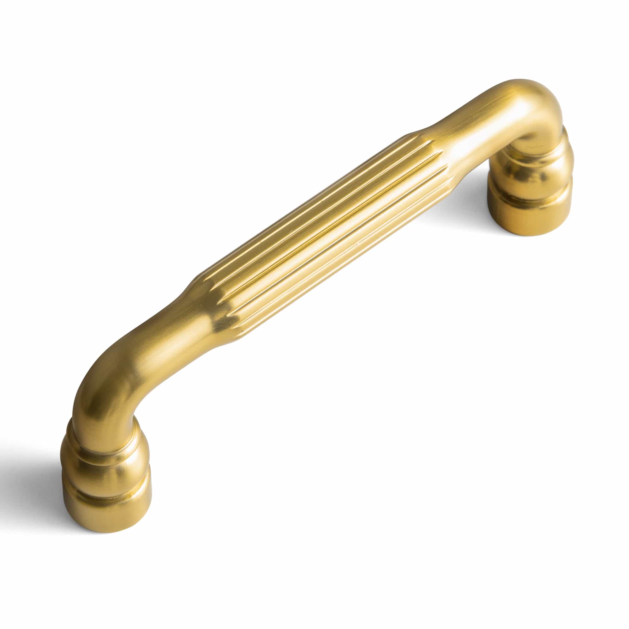 Goo-Ki Brushed Gold / 3'' Hole Center / 6 Pack Industrial Decorative Cabinet Pulls Unique L-shaped Drawer Handles with Textured Grip