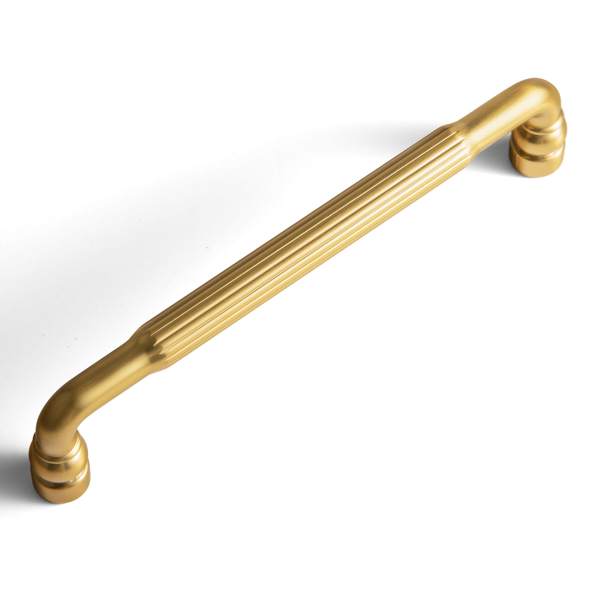 Goo-Ki Brushed Gold / 5'' Hole Center / 6 Pack Industrial Decorative Cabinet Pulls Unique L-shaped Drawer Handles with Textured Grip