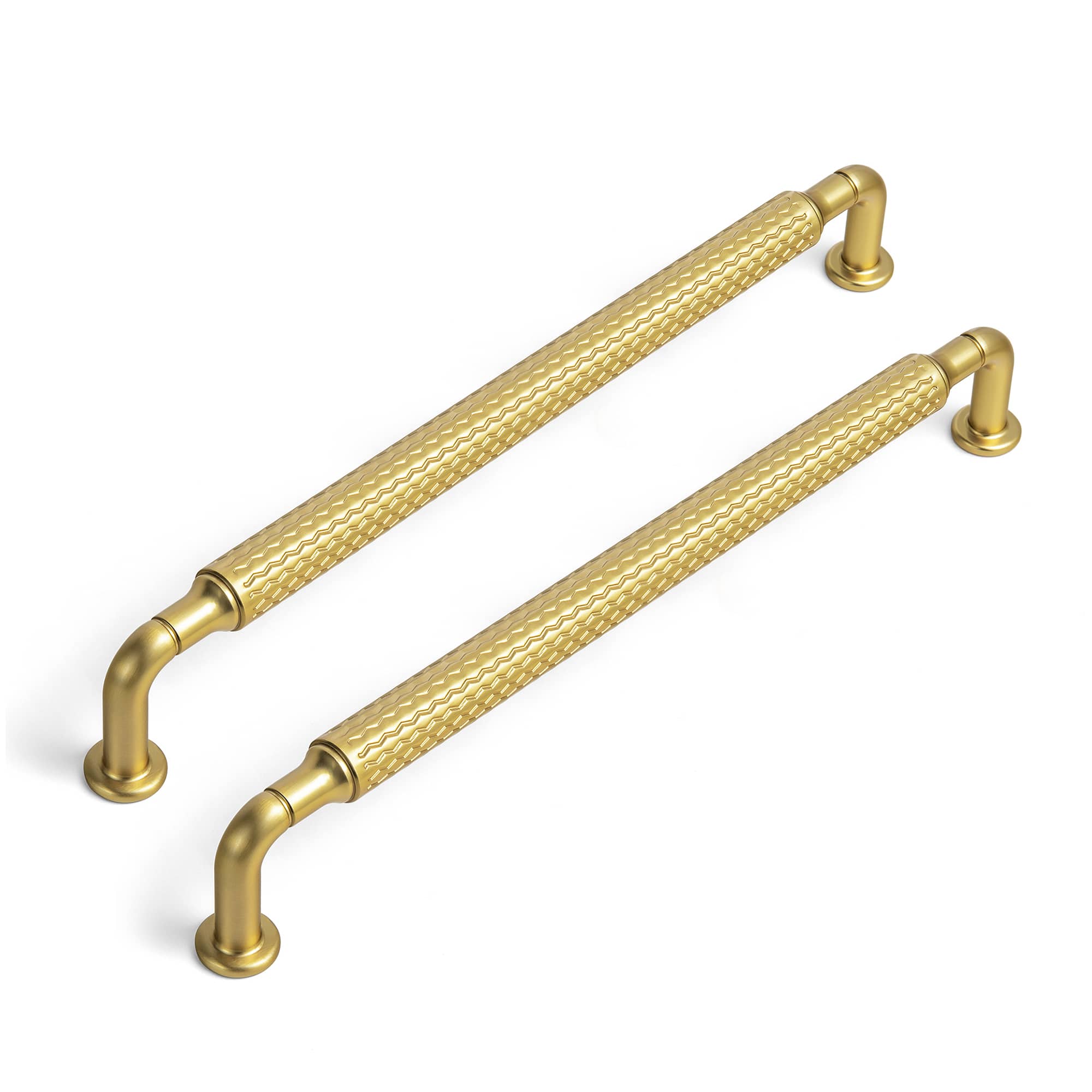 Goo-Ki Brushed Gold / 7.6'' Hole Center / 6 Pack Vintage Wavy Textured Zinc Alloy Cabinet Pulls for Kitchen Cabinets & Furniture