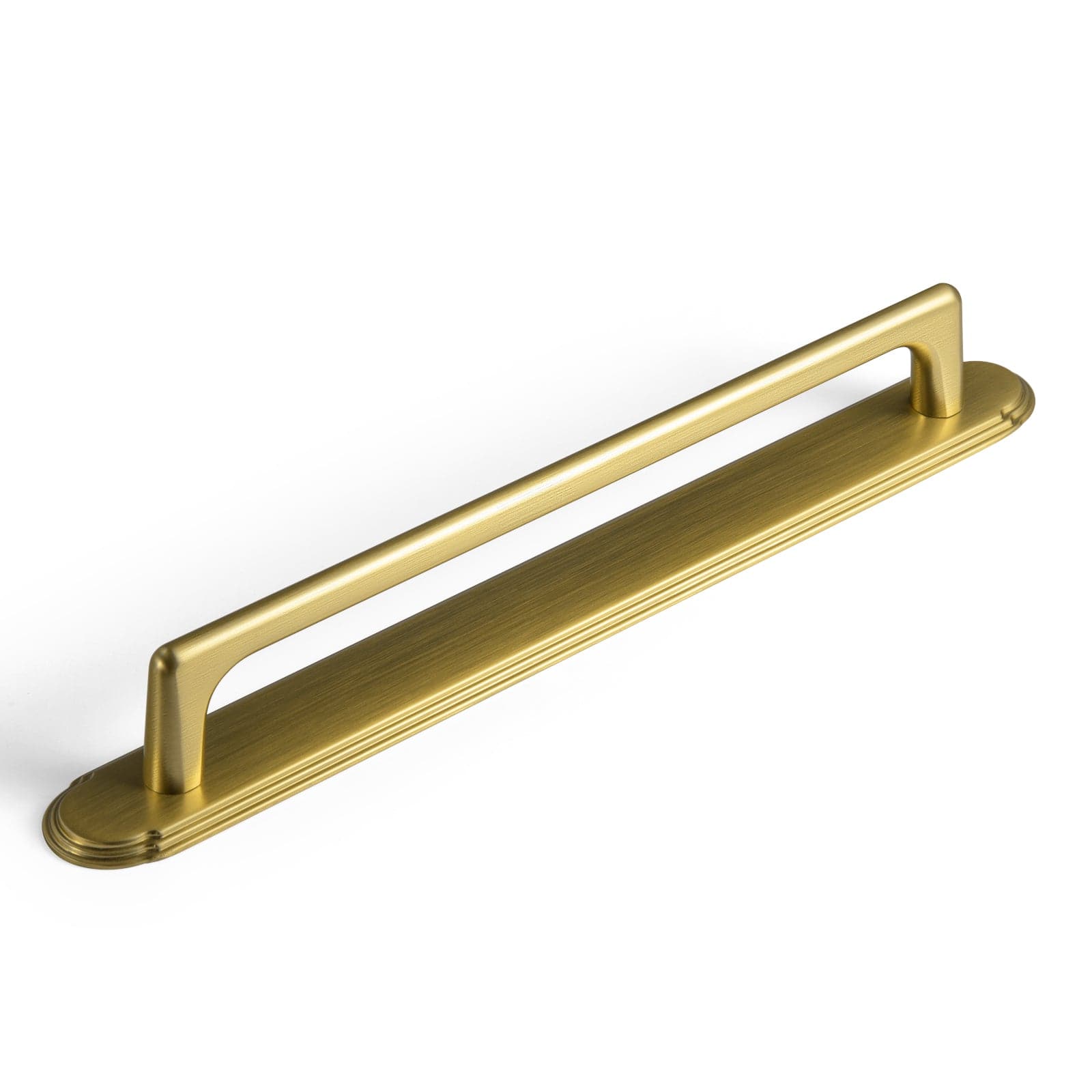 Goo-Ki Brushed Gold / 7.6'' Hole Center / 7.6'' Hole Center 2 Pack Cabinet Pulls with Oval-shaped Back Plate Zinc Alloy Cabinet Handle with Long Back Plate G014