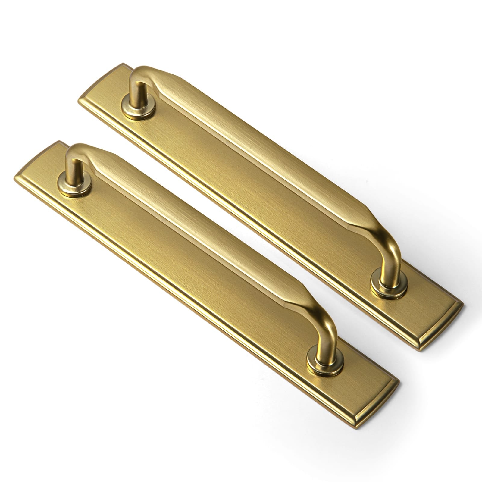 Goo-Ki Brushed Gold / G011 / 5'' Hole Center 2 Pack Elegant Vintage Zinc Alloy Cabinet Handles with Long Backplate, Classic Furniture Hardware for Cabinets, Wardrobes & Dressers