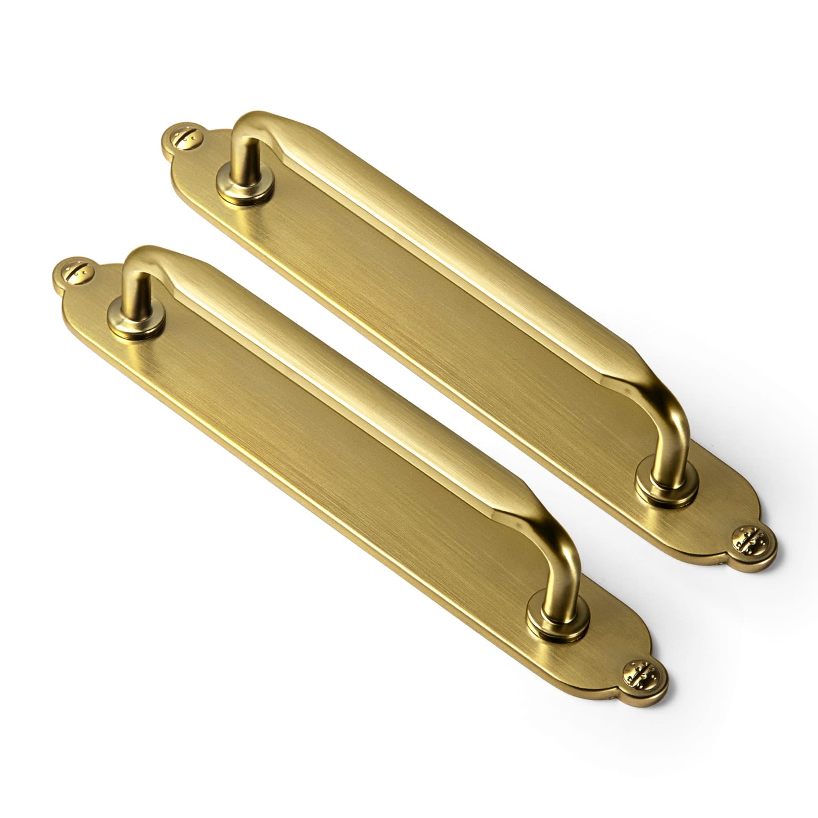 Goo-Ki Brushed Gold / G013 / 5'' Hole Center 2 Pack Elegant Vintage Zinc Alloy Cabinet Handles with Long Backplate, Classic Furniture Hardware for Cabinets, Wardrobes & Dressers