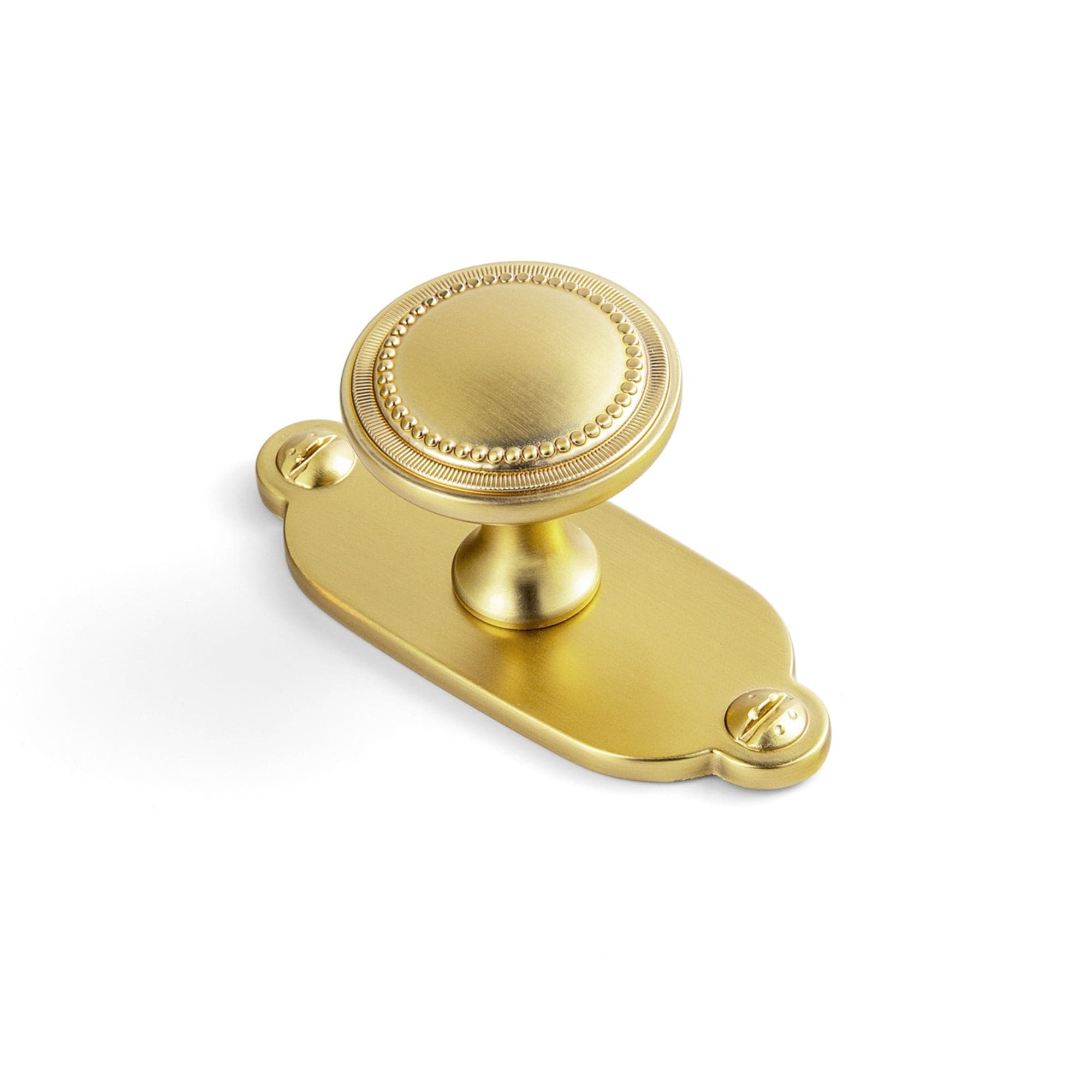 Goo-Ki Brushed Gold / G013 / 6 Pack Antique Brass Zinc Alloy Cabinet Knob with Delicate Decorative Back Plate Set