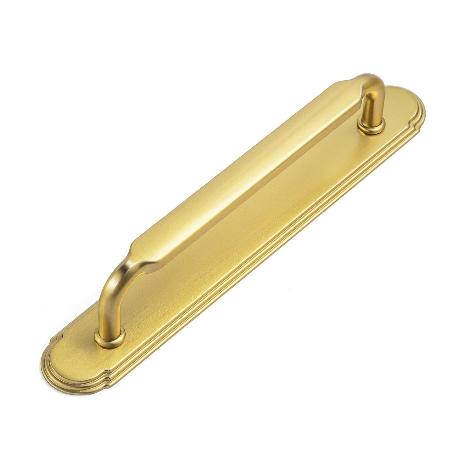 Goo-Ki Brushed Gold / G014 / 5'' Hole Center 2 Pack Antique Brass Cabinet Pulls with Back Plate Zinc Alloy Drawer Handle with Long Back Plate