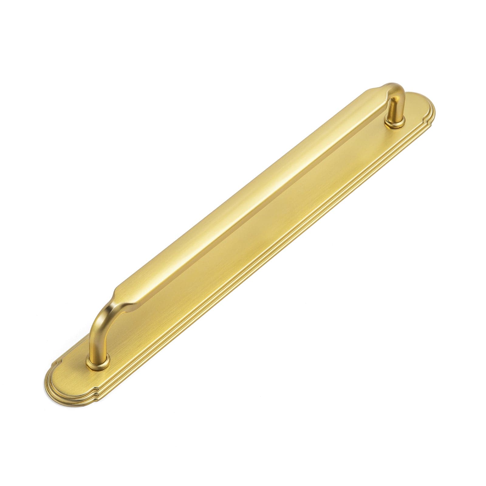 Goo-Ki Brushed Gold / G014 / 7.6'' Hole Center 2 Pack Antique Brass Cabinet Pulls with Back Plate Zinc Alloy Drawer Handle with Long Back Plate