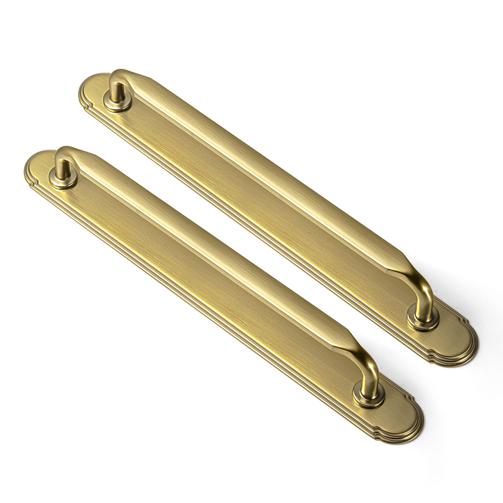 Goo-Ki Brushed Gold / G014 / 7.6'' Hole Center 2 Pack Elegant Vintage Zinc Alloy Cabinet Handles with Long Backplate, Classic Furniture Hardware for Cabinets, Wardrobes & Dressers