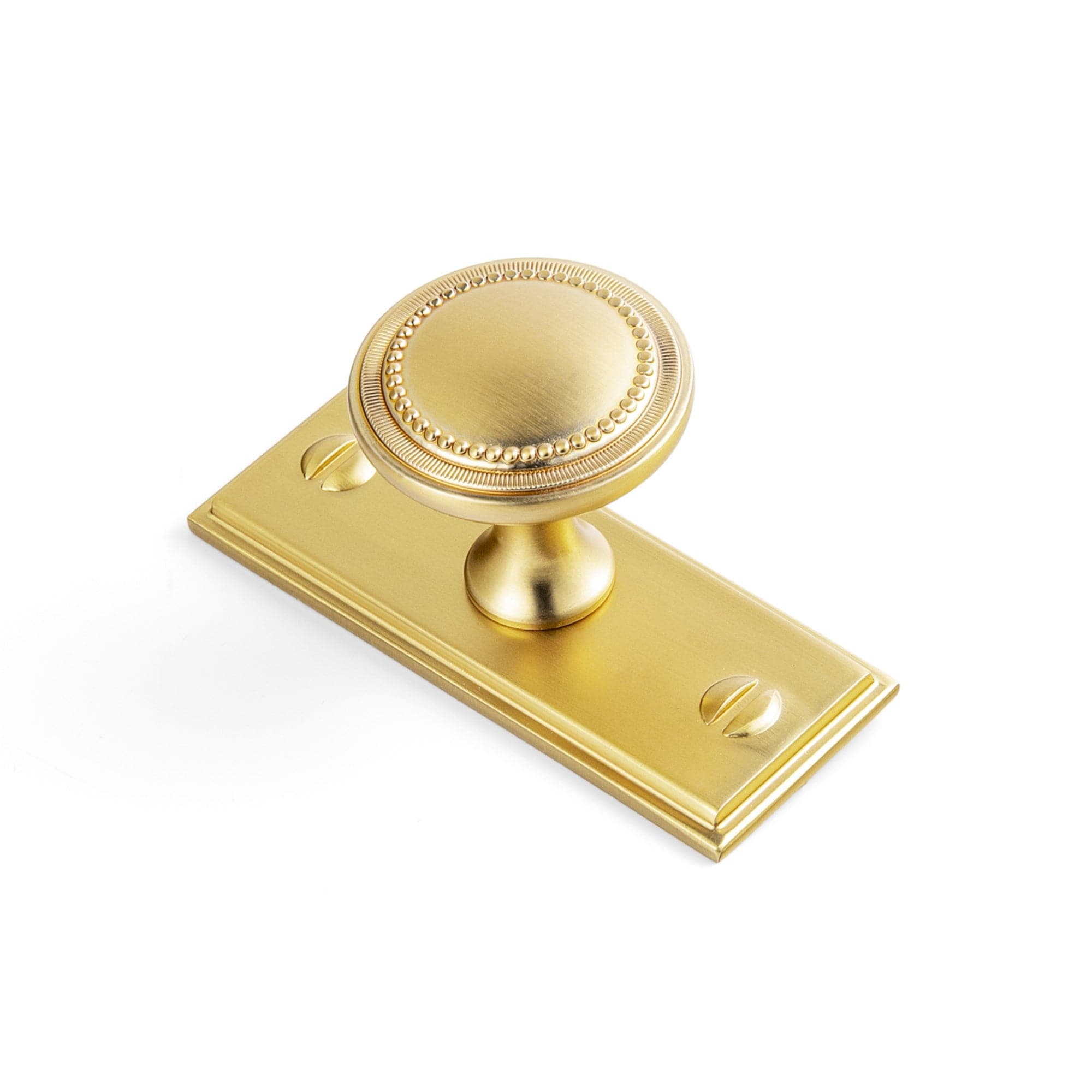 Goo-Ki Brushed Gold / G015 / 6 Pack Antique Brass Zinc Alloy Cabinet Knob with Delicate Decorative Back Plate Set