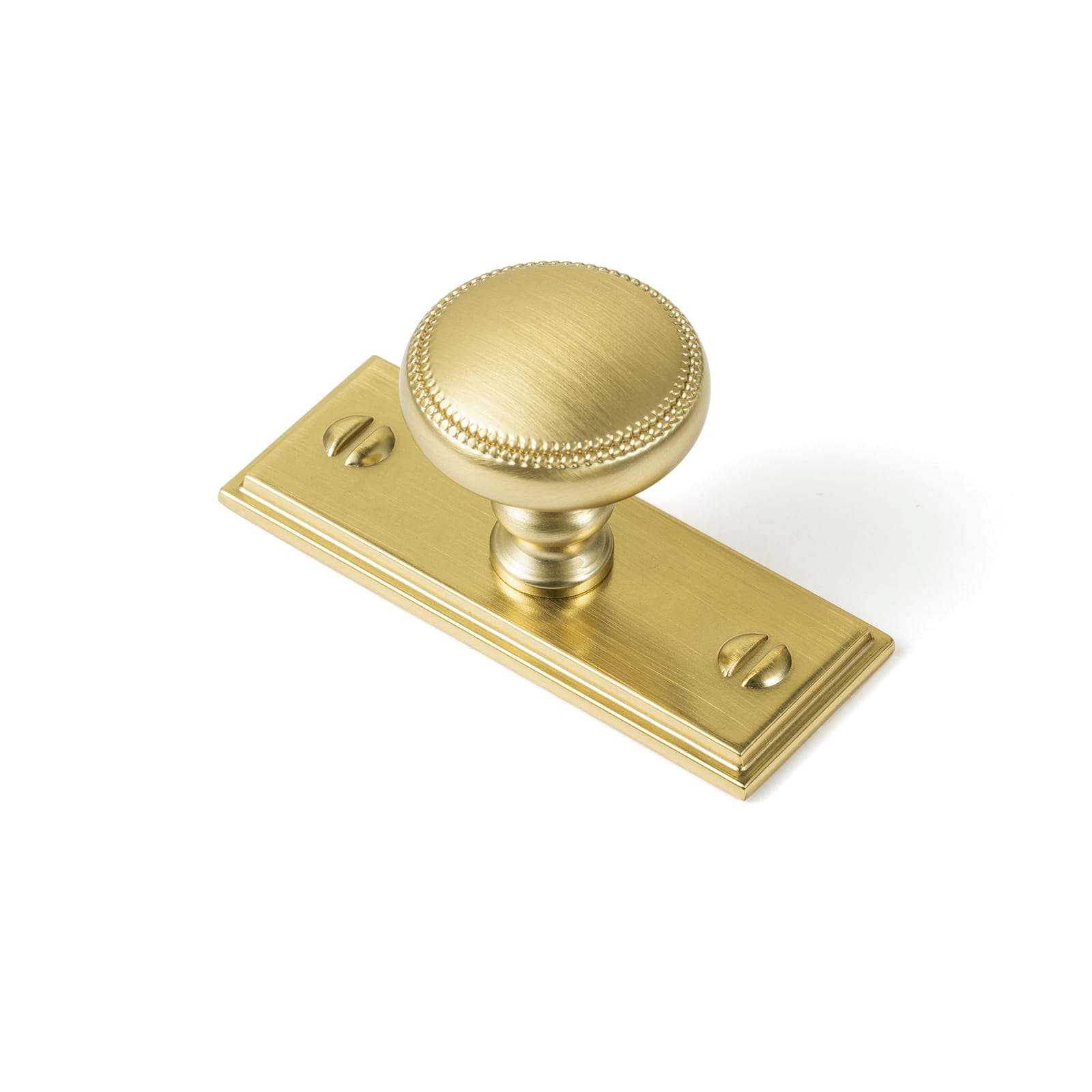 Goo-Ki Brushed Gold / G015 / 6 Pack Classic Zinc Alloy Cabinet Knobs with Beaded Edge Vintage Style Drawer Hardware
