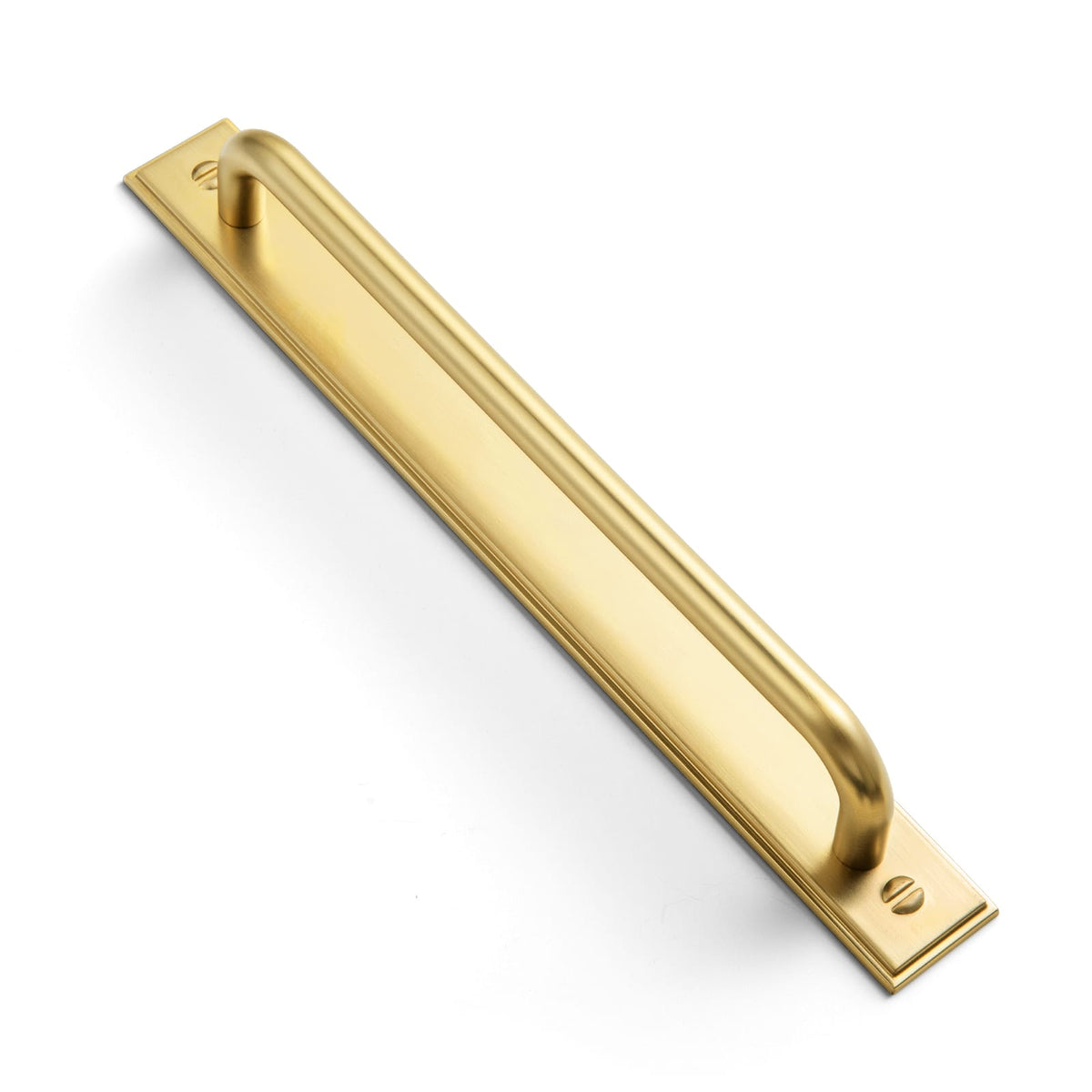 Goo-Ki Brushed Gold / G015 / 7.6'' Hole Center 2 Pack Modern Geometric Zinc Alloy Cabinet Pulls with Back Plate Sleek Curved Sturdy Cabinet Handles