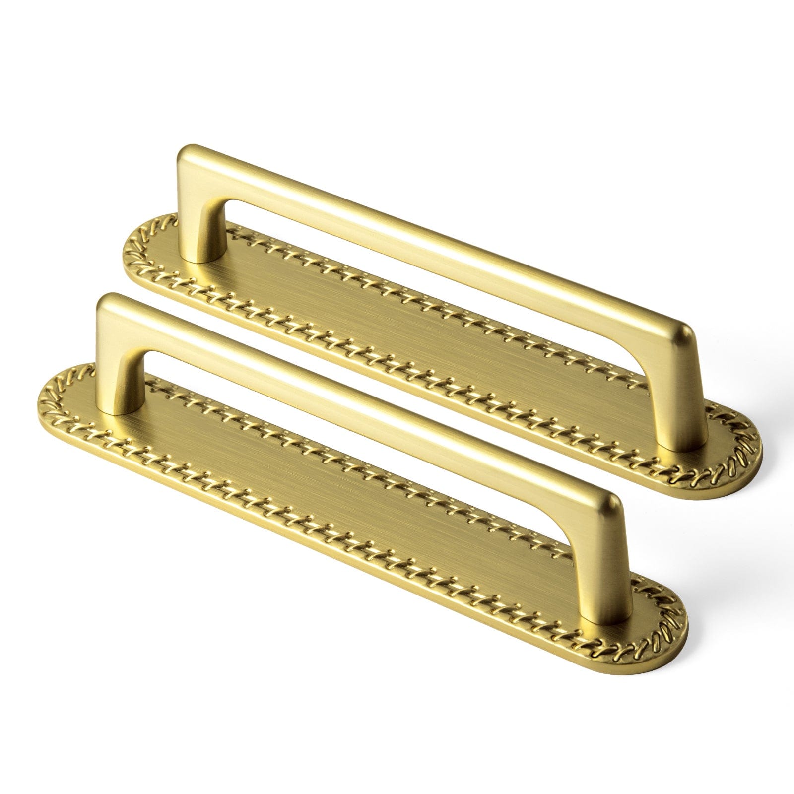 Goo-Ki Brushed Gold / G016 / 5'' Hole Center 2 Pack Classic Cabinet Bar Pulls with Back Plate Zinc Alloy Cabinet Handle with Long Back Plate