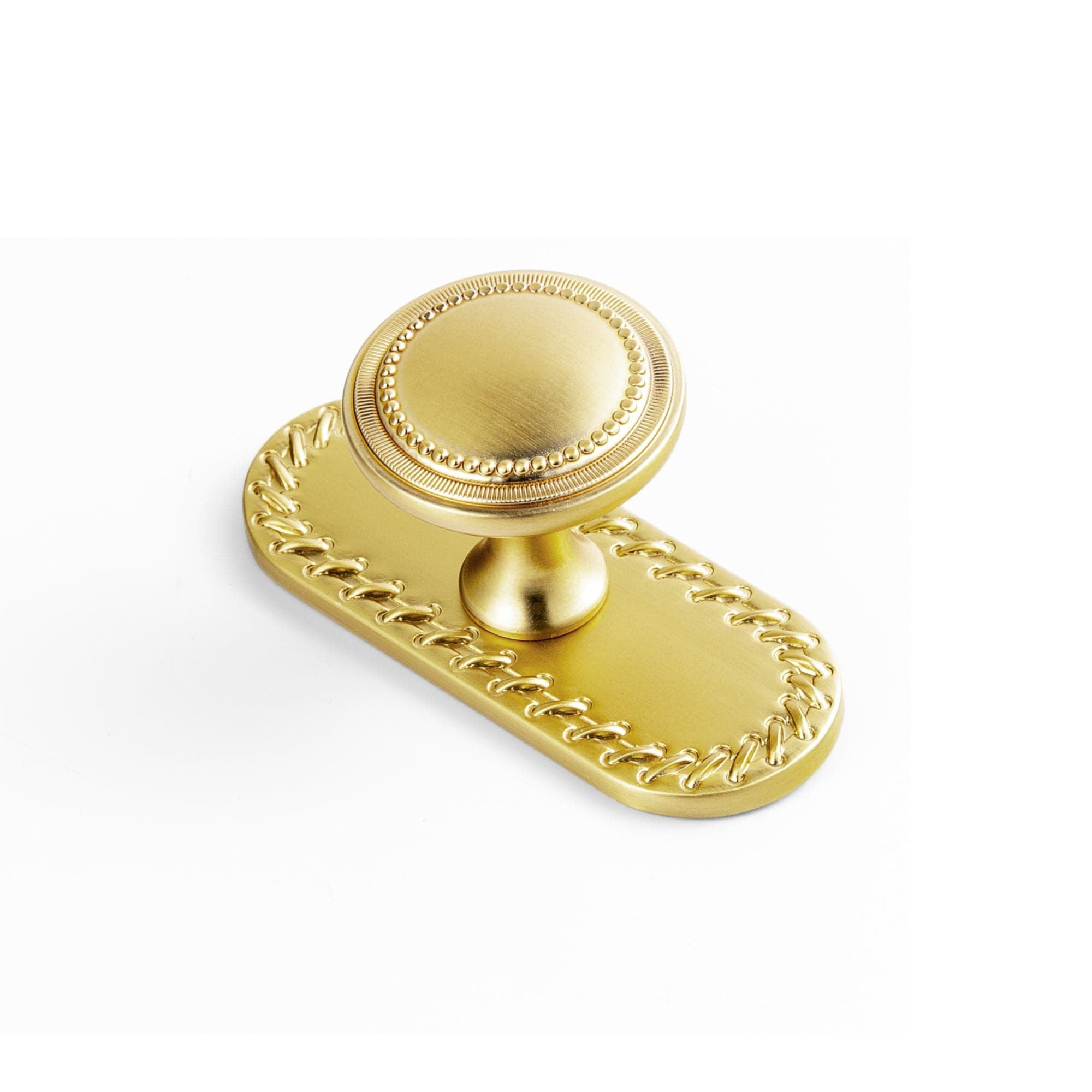 Goo-Ki Brushed Gold / G016 / 6 Pack Antique Brass Zinc Alloy Cabinet Knob with Delicate Decorative Back Plate Set
