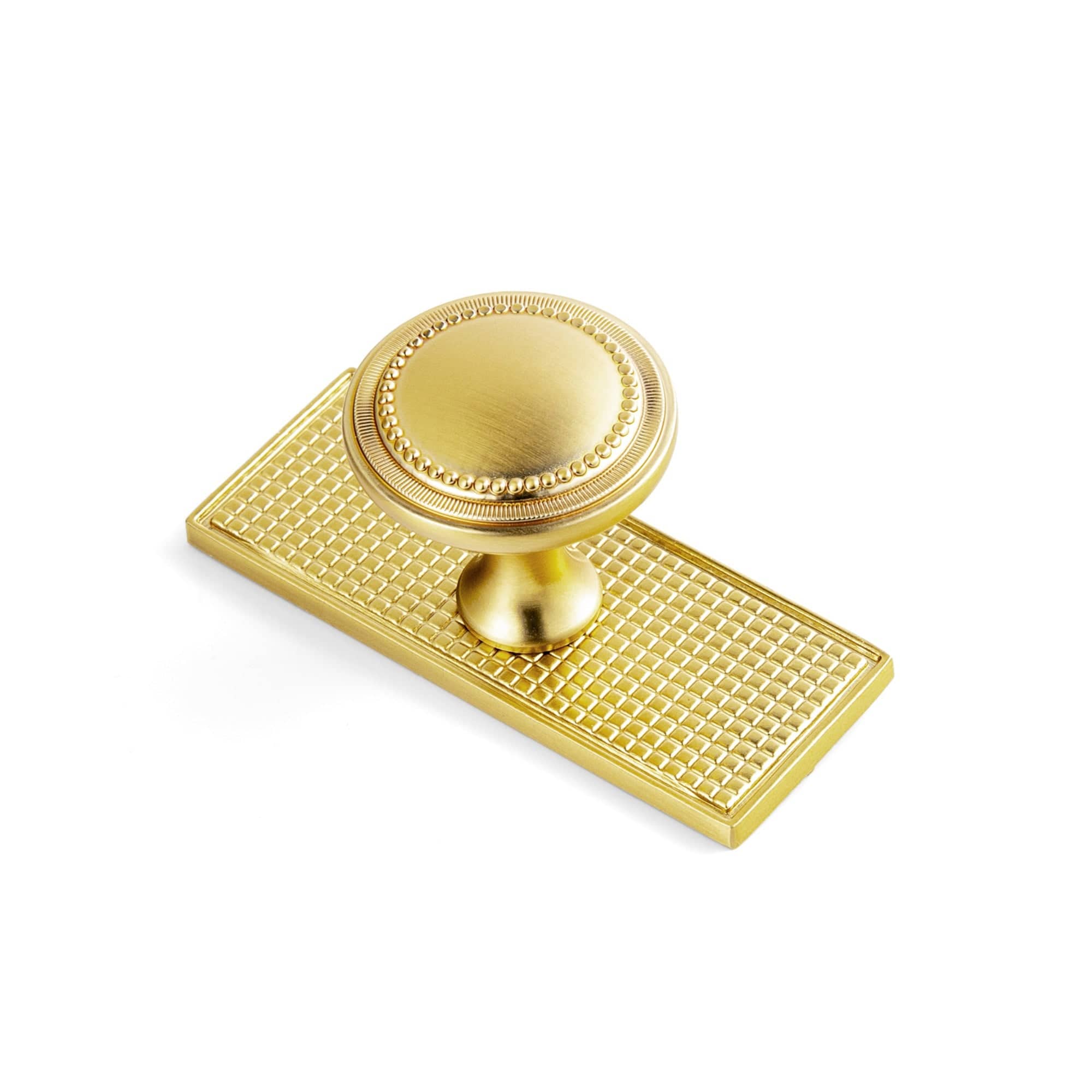 Goo-Ki Brushed Gold / G017 / 6 Pack Antique Brass Zinc Alloy Cabinet Knob with Delicate Decorative Back Plate Set