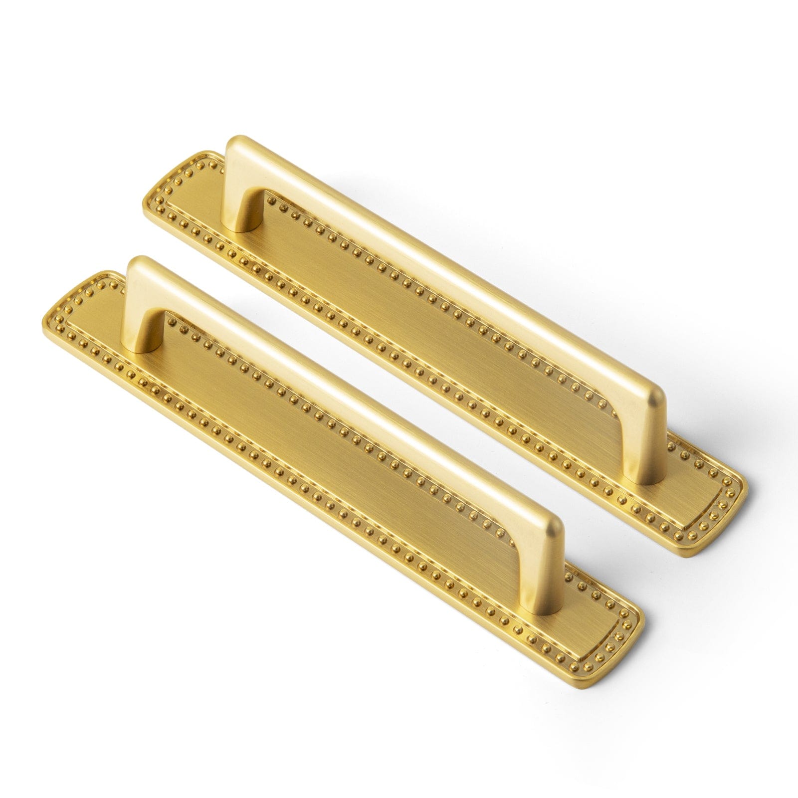 Goo-Ki Brushed Gold / G018 / 5'' Hole Center 2 Pack Classic Cabinet Bar Pulls with Back Plate Zinc Alloy Cabinet Handle with Long Back Plate