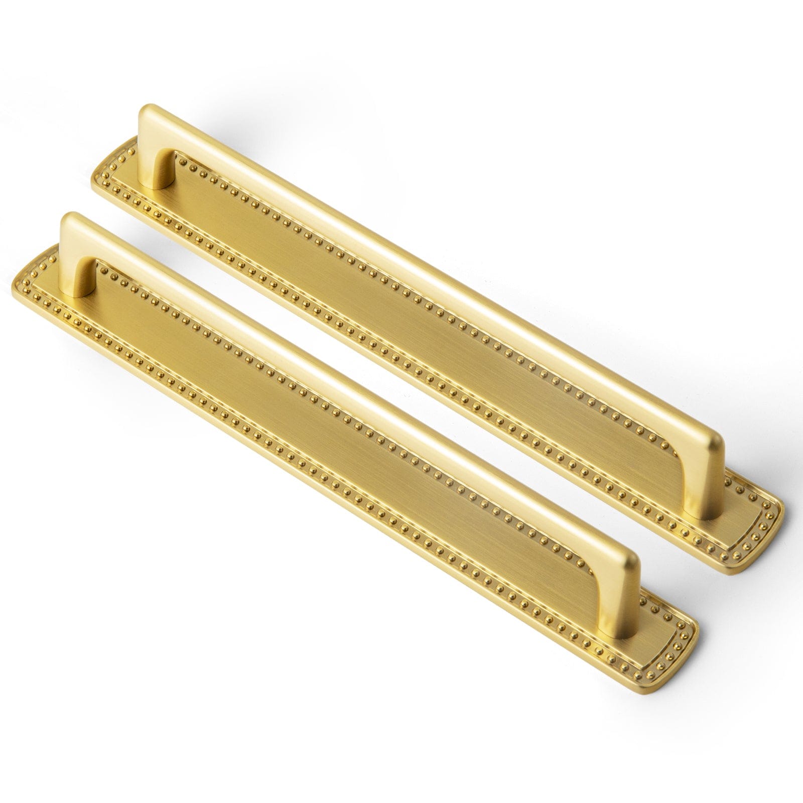 Goo-Ki Brushed Gold / G018 / 7.6'' Hole Center 2 Pack Classic Cabinet Bar Pulls with Back Plate Zinc Alloy Cabinet Handle with Long Back Plate