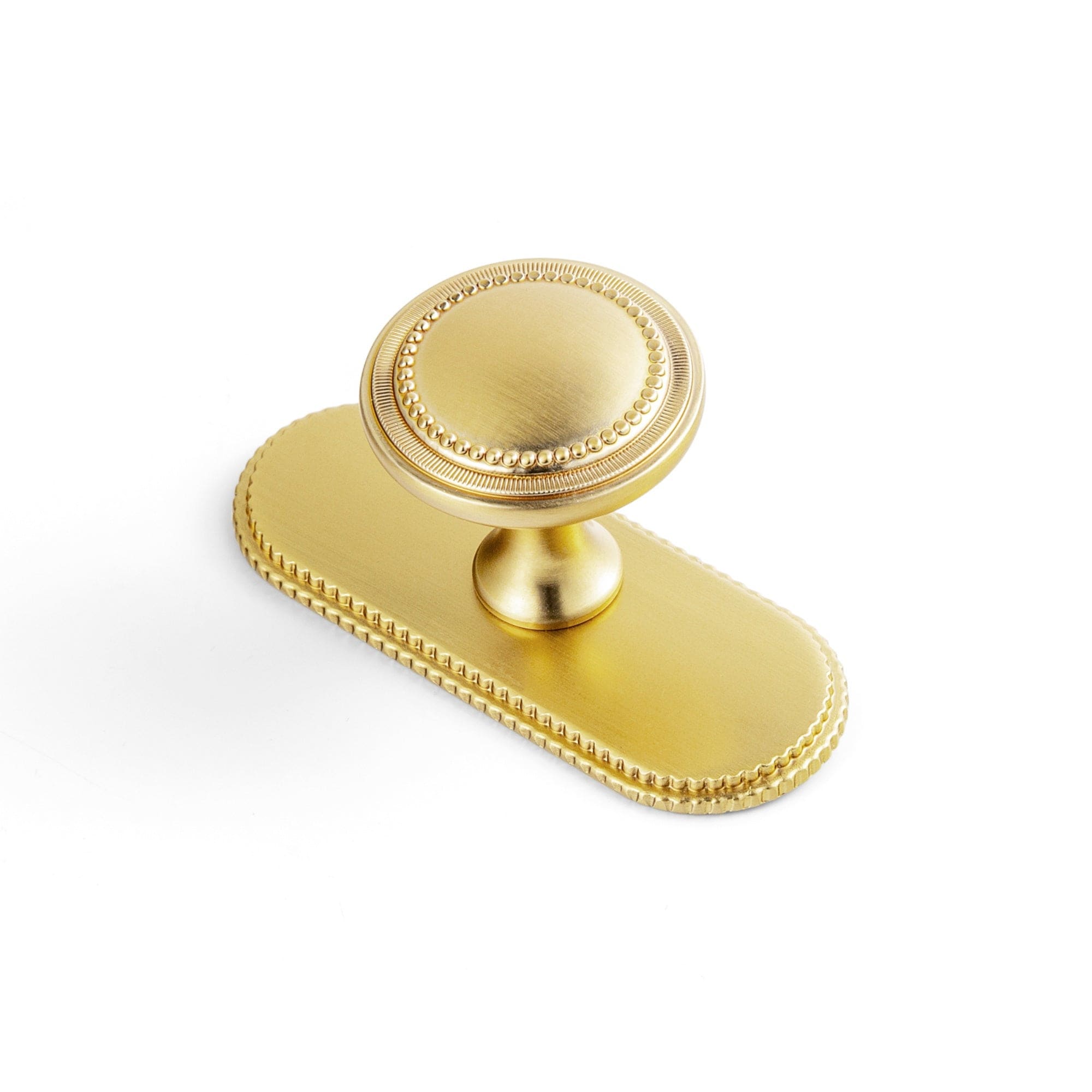 Goo-Ki Brushed Gold / G019 / 6 Pack Antique Brass Zinc Alloy Cabinet Knob with Delicate Decorative Back Plate Set