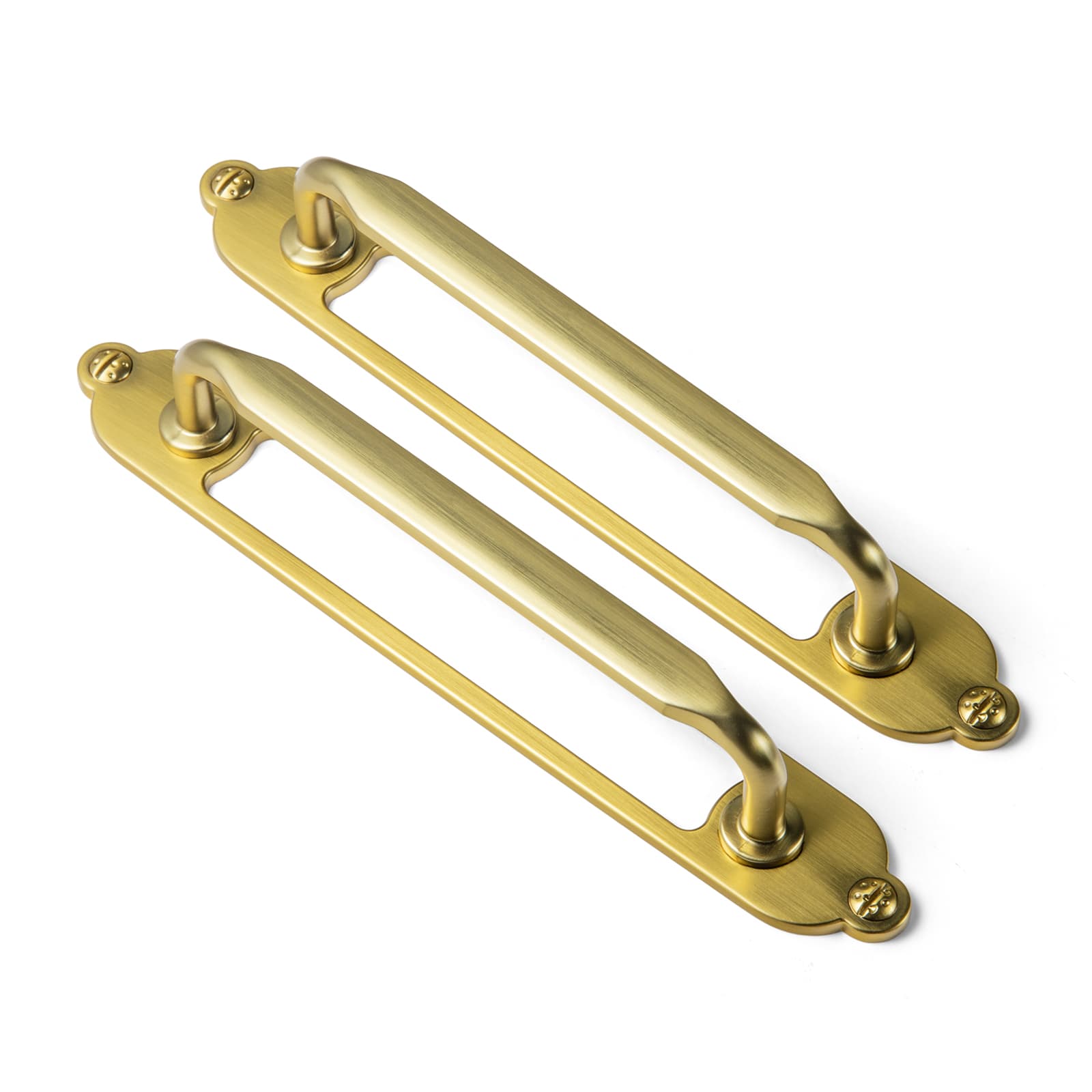Goo-Ki Brushed Gold / G025 / 5'' Hole Center 2 Pack Elegant Vintage Zinc Alloy Cabinet Handles with Long Backplate, Classic Furniture Hardware for Cabinets, Wardrobes & Dressers