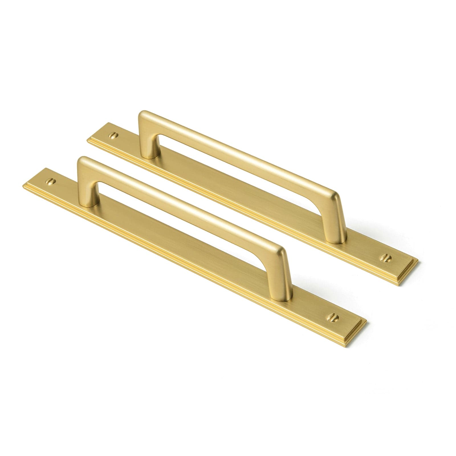 Goo-Ki Brushed Gold / G026 / 5'' Hole Center 2 Pack Classic Cabinet Bar Pulls with Back Plate Zinc Alloy Cabinet Handle with Long Back Plate