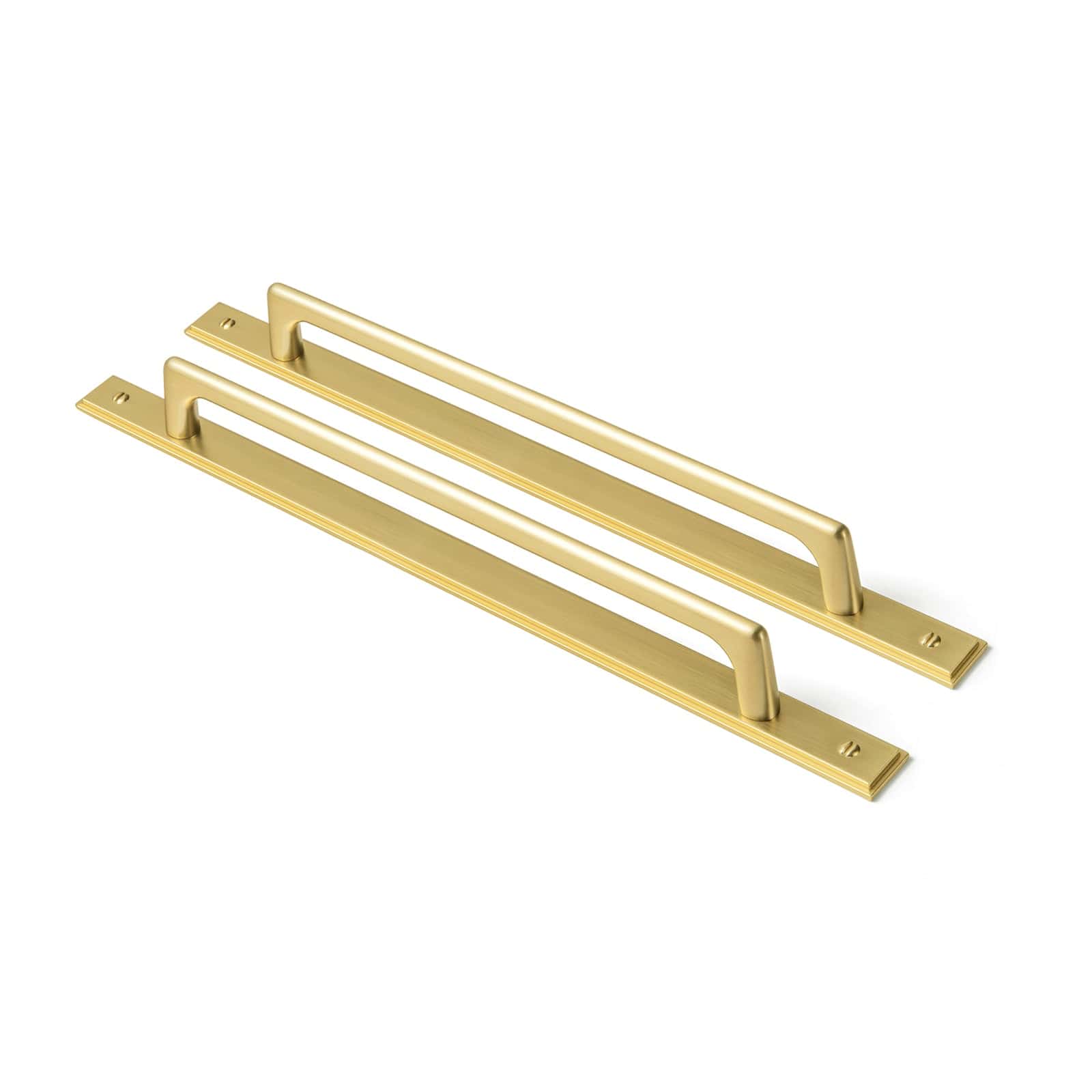Goo-Ki Brushed Gold / G026 / 7.6'' Hole Center 2 Pack Classic Cabinet Bar Pulls with Back Plate Zinc Alloy Cabinet Handle with Long Back Plate