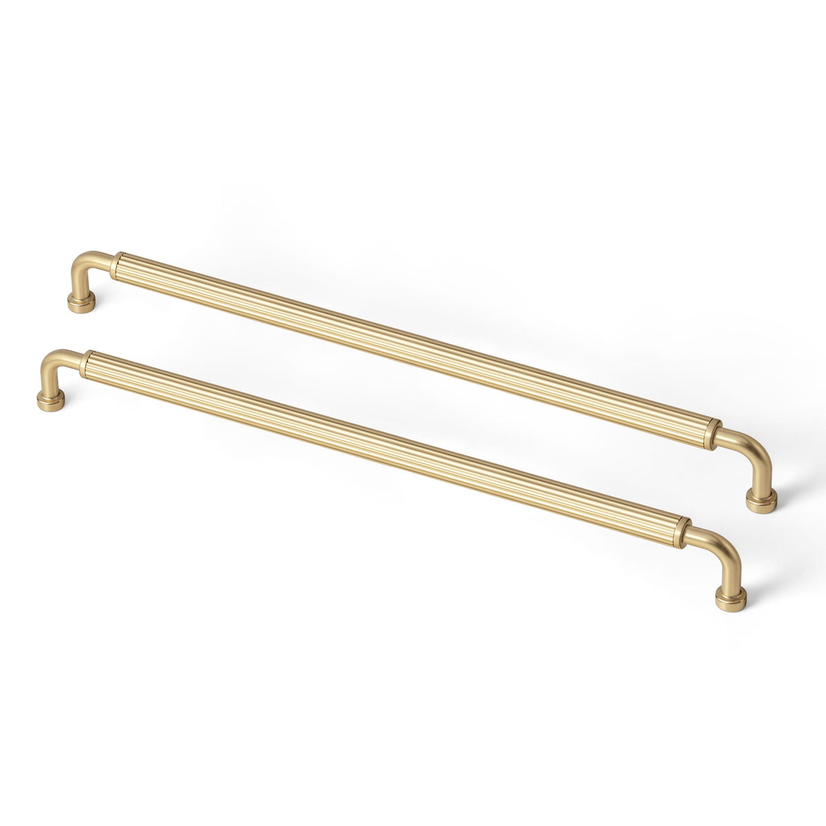 Goo-Ki Champagne Bronze / 12.6'' Hole Center / 6 Pack Ribbed Bar Cabinet Pulls, Aluminum Grip Rail with Zinc Alloy End Pieces Fluted Drawer Handles for Kitchen Cabinet