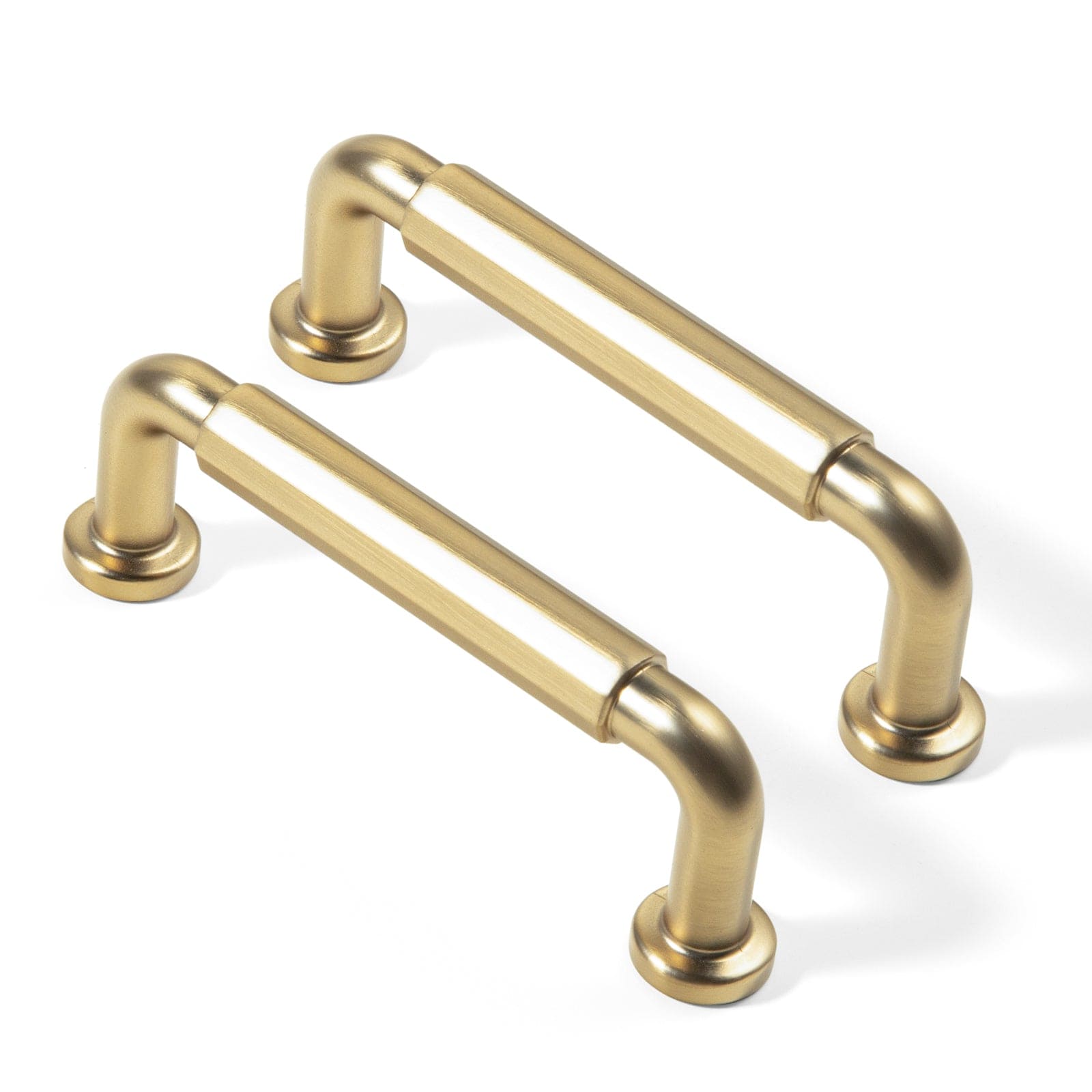 Goo-Ki Champagne Bronze / 3'' Hole Center / 6 Pack Sturdy Zinc Alloy Cabinet Pulls: Uniquely Angular Design for Modern Spaces