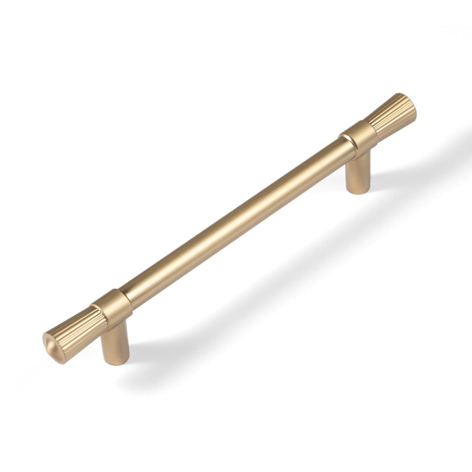 Goo-Ki Champagne Bronze / 5'' Hole Center / 6 Pack Distinctive Stylish Zinc Alloy Cabinet Handles Featuring Textured Ribbed Ends