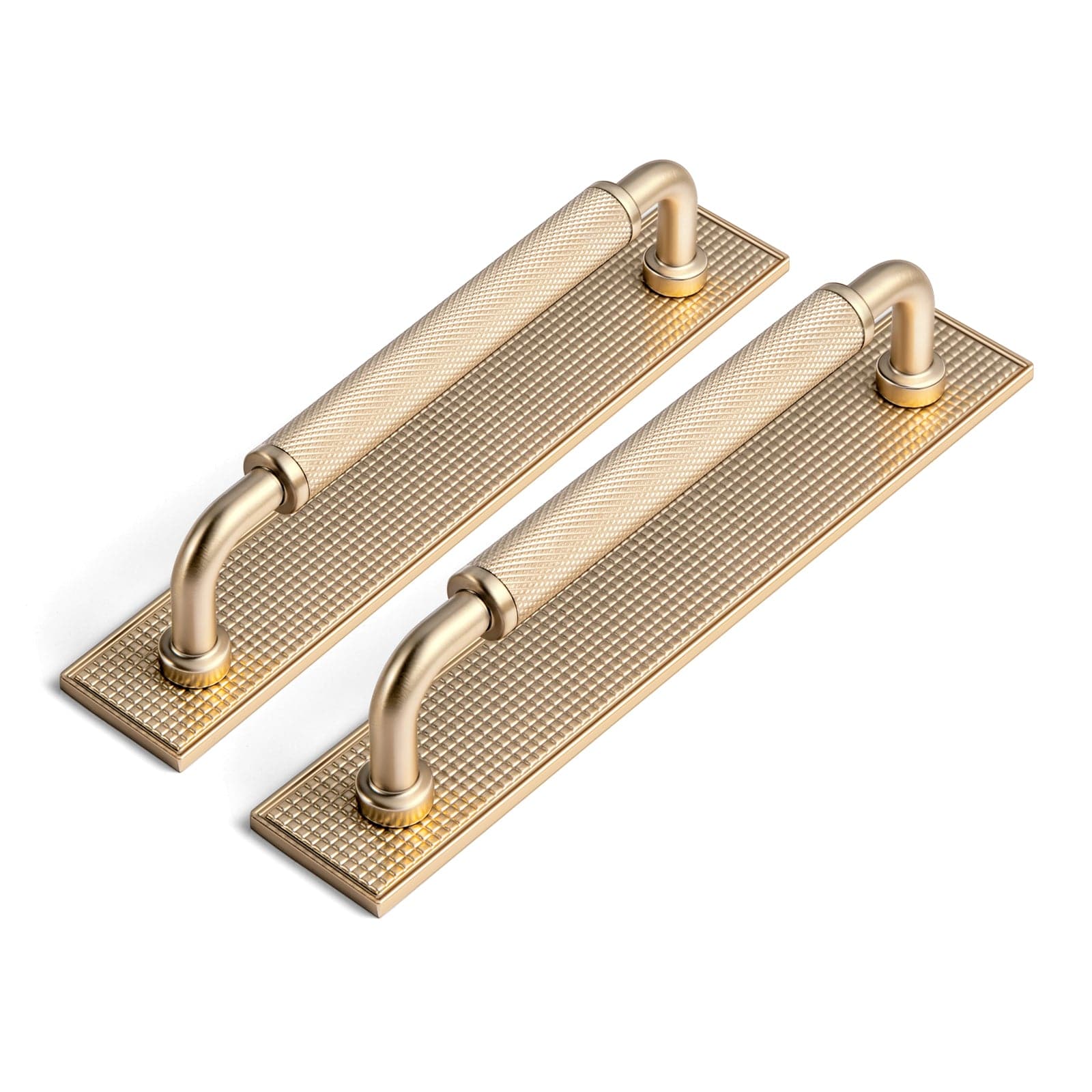 Goo-Ki Champagne Bronze / 5'' Hole Center with Back Plate G017 / 2 Pack Rustic Vintage Cabinet Bar Pulls with Textured Grip Knurled Metal Alloy Drawer Handles
