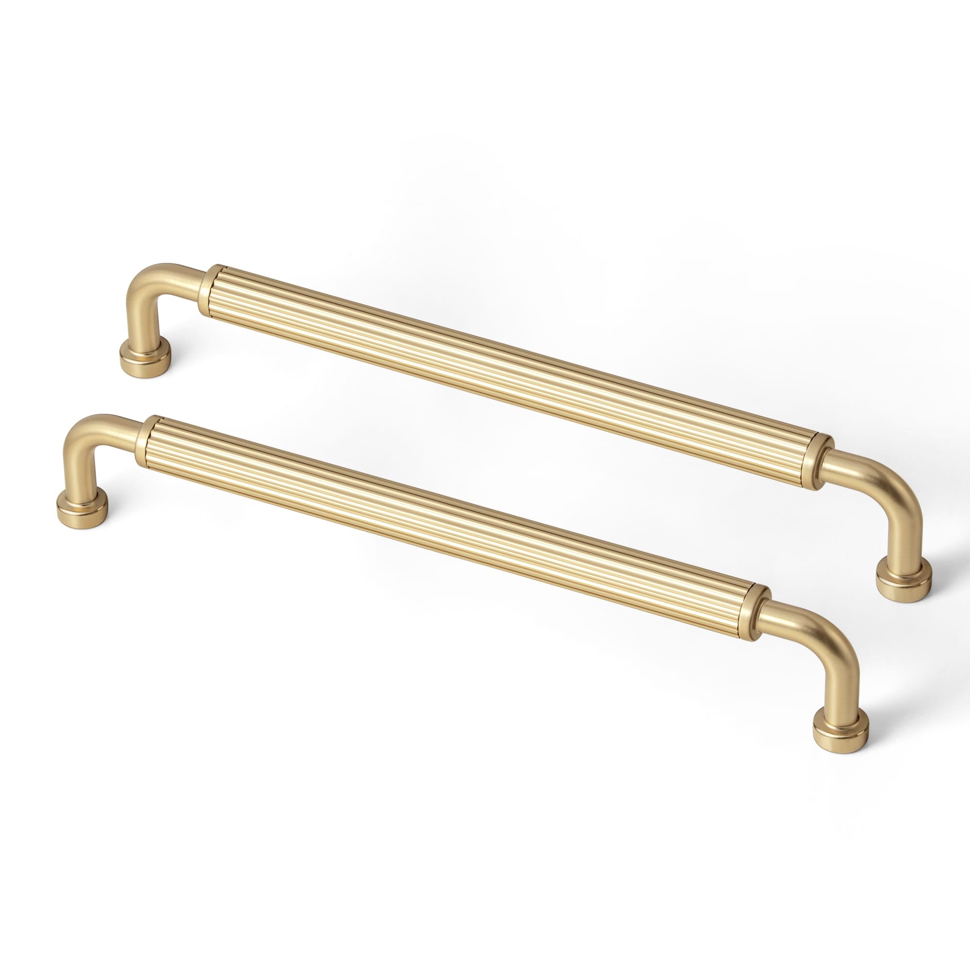 Goo-Ki Champagne Bronze / 7.6'' Hole Center / 6 Pack Ribbed Bar Cabinet Pulls, Aluminum Grip Rail with Zinc Alloy End Pieces Fluted Drawer Handles for Kitchen Cabinet