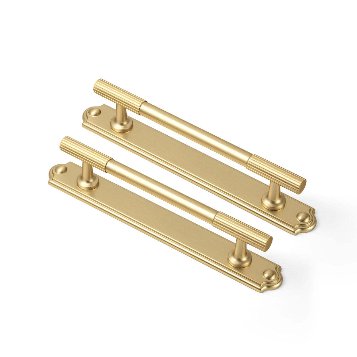 Goo-Ki Champagne Bronze / C / 5'' Hole Center 2 Pack Striped Cabinet Pull Retro Brass Cabinet Handles Knobs with Back Plate