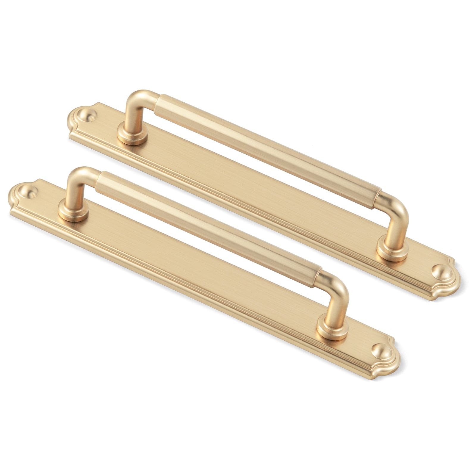 Goo-Ki Champagne Bronze / C / 5'' Hole Center 2 Pack Sturdy Zinc Alloy Cabinet Pulls with Back Plate Set: Uniquely Angular Design for Modern Spaces