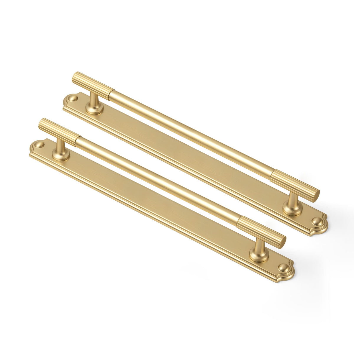 Goo-Ki Champagne Bronze / C / 7.6'' Hole Center 2 Pack Striped Cabinet Pull Retro Brass Cabinet Handles Knobs with Back Plate