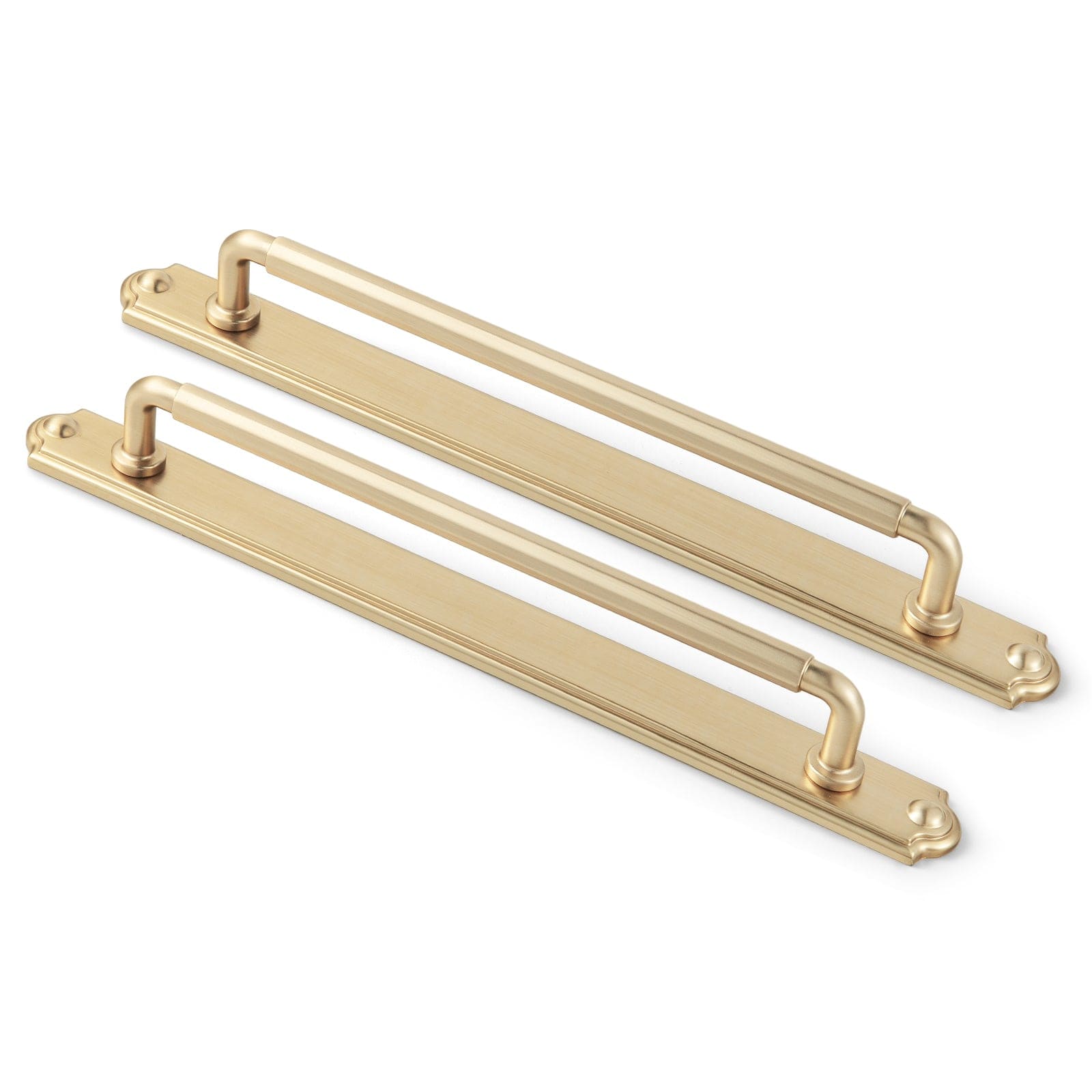 Goo-Ki Champagne Bronze / C / 7.6'' Hole Center 2 Pack Sturdy Zinc Alloy Cabinet Pulls with Back Plate Set: Uniquely Angular Design for Modern Spaces