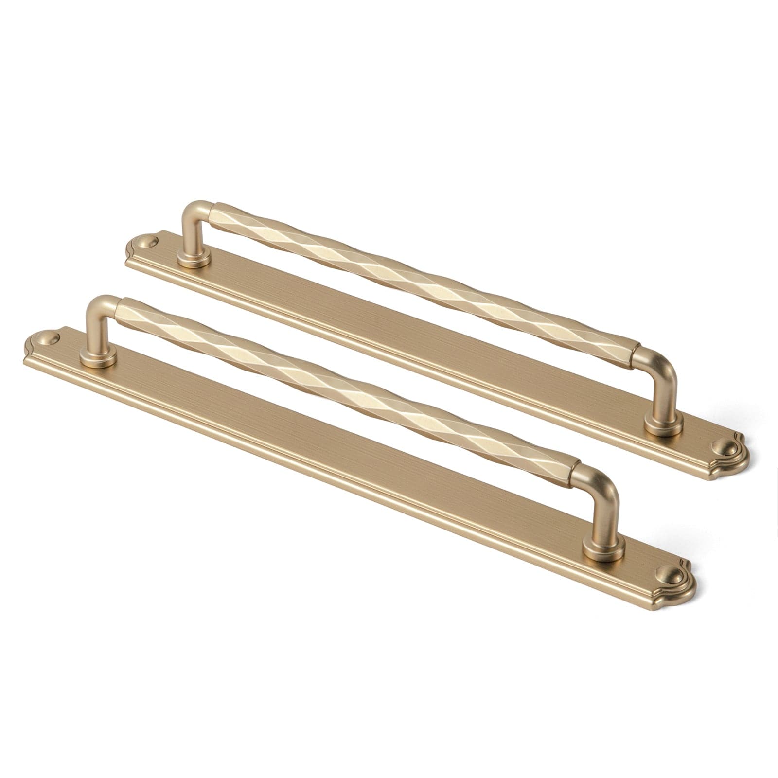 Goo-Ki Champagne Bronze / C / 7.6'' Hole Center 2 Pack Zinc Alloy Drawer Pulls with Back Plate Twisted Design Decorative Handles for Kitchen Cabinets