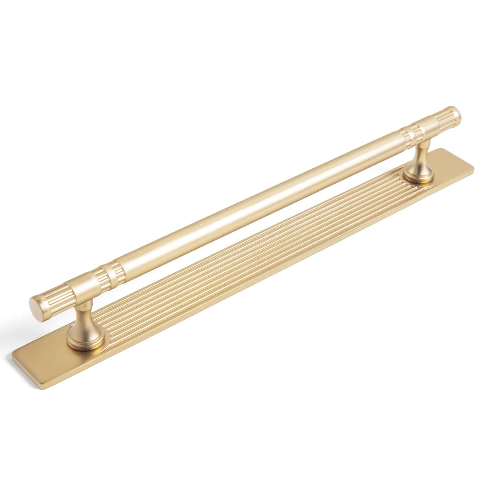 Goo-Ki Champagne Bronze / G / 7.6'' Hole Center 2 Pack Elegant Linear Shape Cabinet Handles Zinc Alloy Drawer Pulls with Back Plate