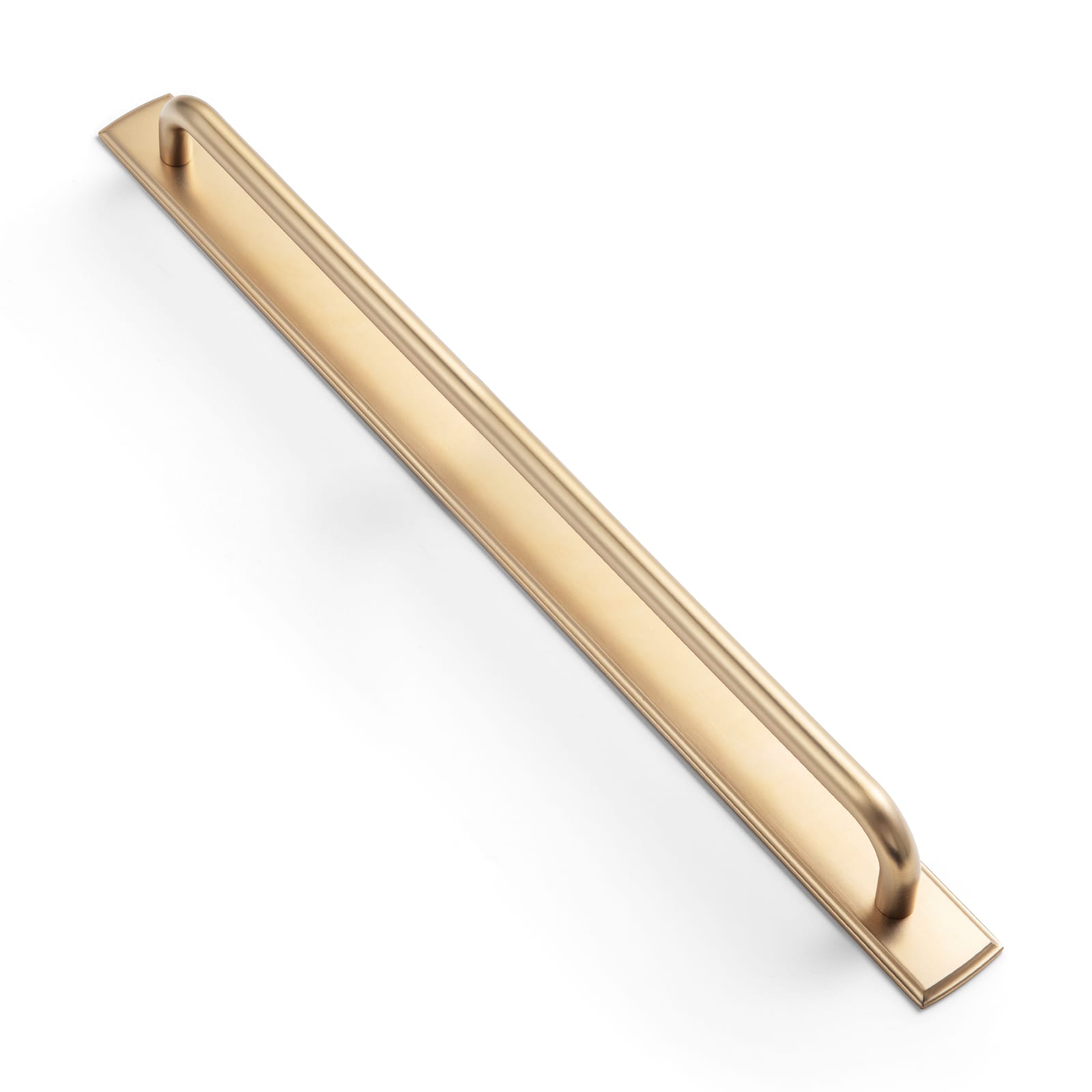 Goo-Ki Champagne Bronze / G011 / 12.6'' Hole Center 2 Pack Modern Geometric Zinc Alloy Cabinet Pulls with Back Plate Sleek Curved Sturdy Cabinet Handles