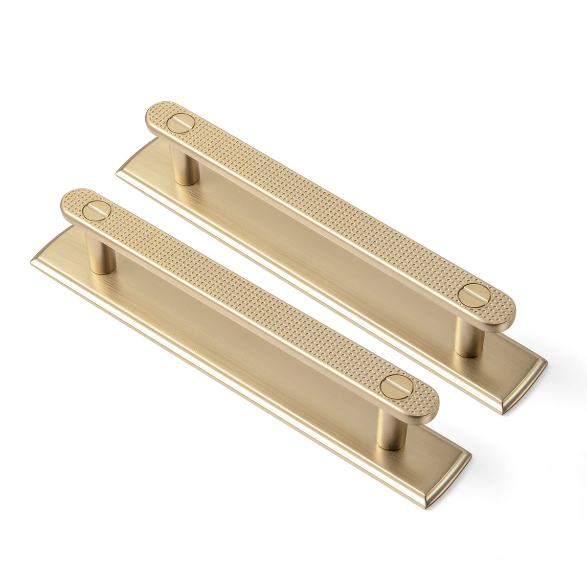 Goo-Ki Champagne Bronze / G011 / 5'' Hole Center 2 Pack Mid-Century Cabinet Pulls, Zinc Alloy Drawer Handles with Embossed Grid Backplate, Kitchen & Furniture Replacement Hardware