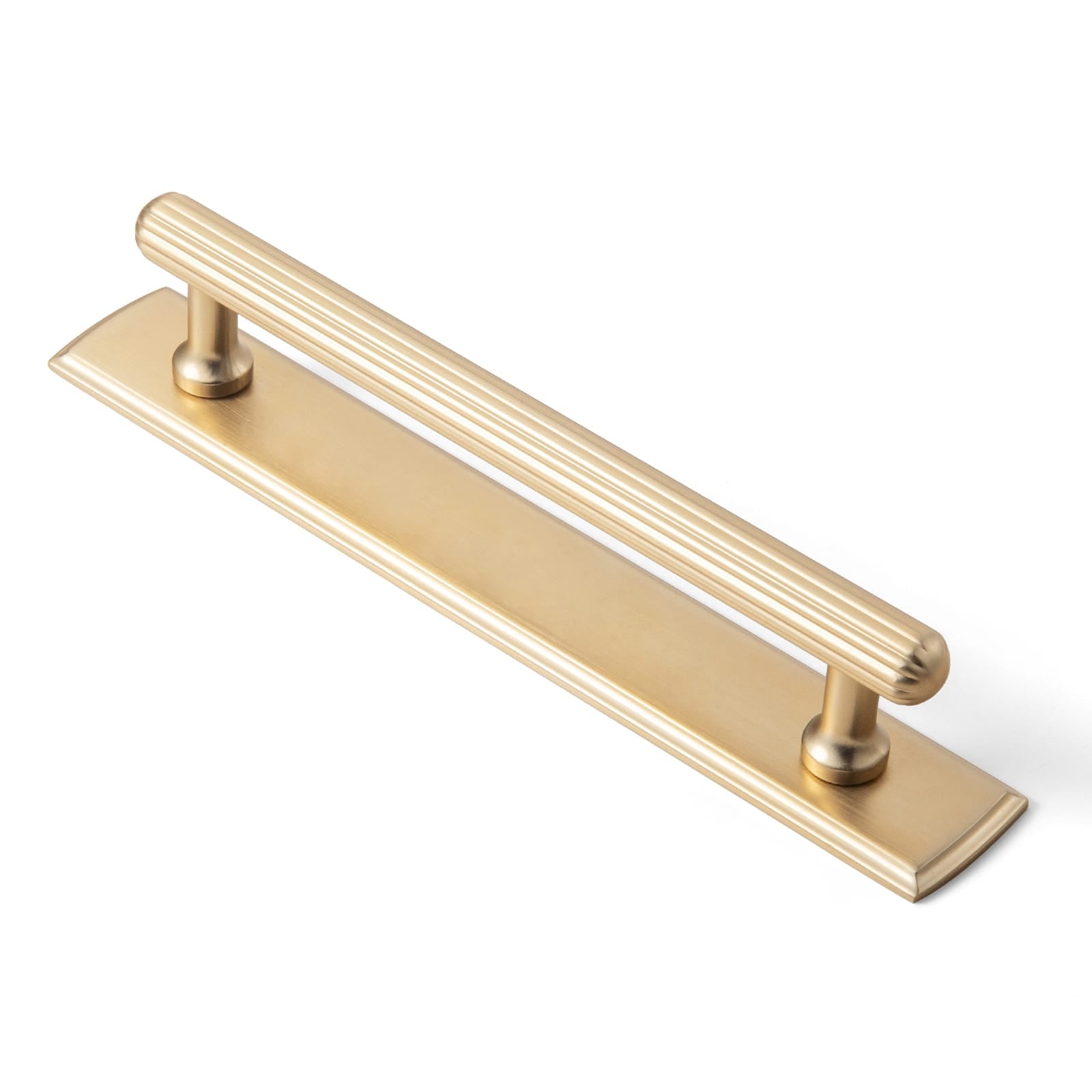 Goo-Ki Champagne Bronze / G011 / 5'' Hole Center 2 Pack Ribbed Fluted Cabinet Pull Handle with Backplate, Vintage Zinc Alloy Drawer Bar Pull