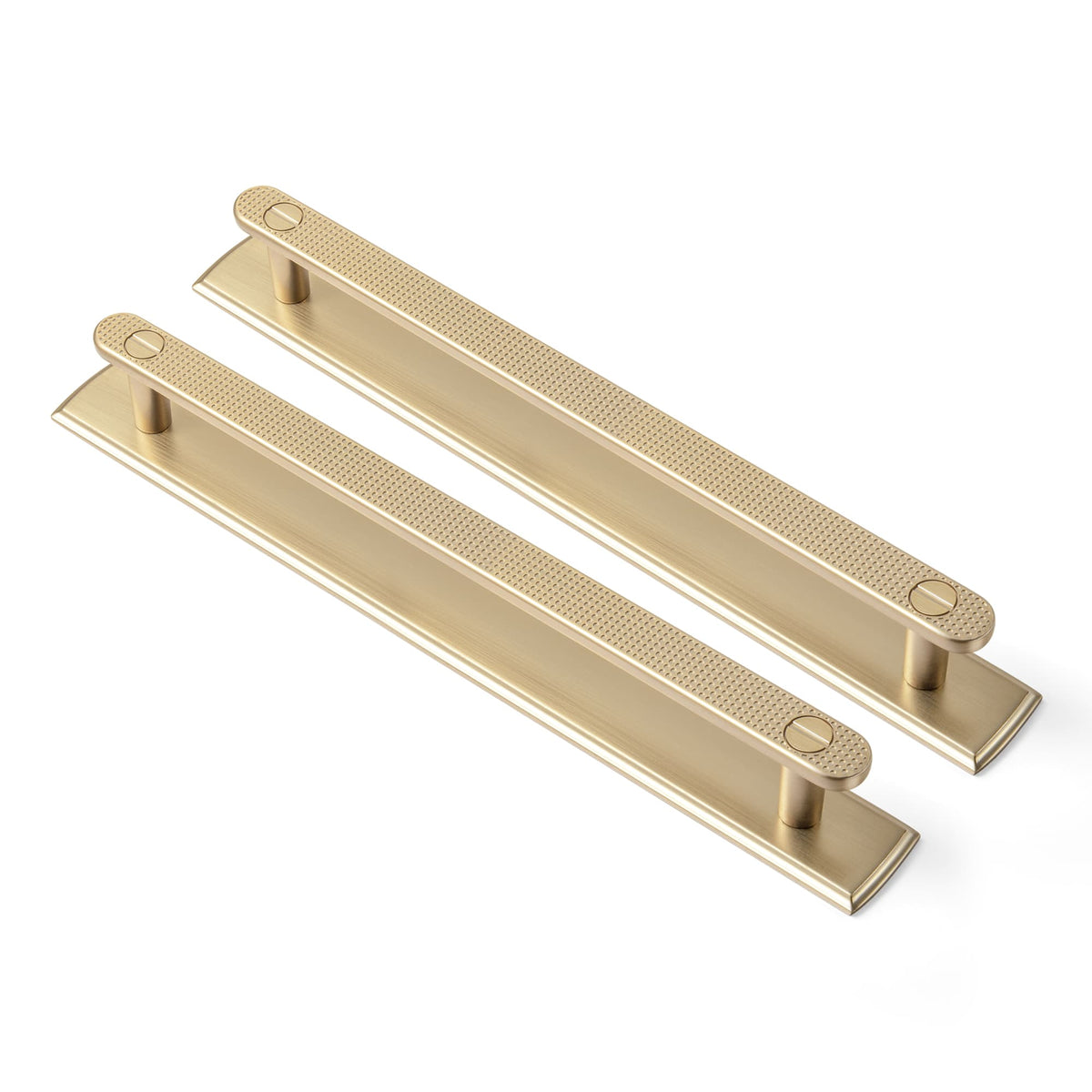 Goo-Ki Champagne Bronze / G011 / 7.6'' Hole Center 2 Pack Mid-Century Cabinet Pulls, Zinc Alloy Drawer Handles with Embossed Grid Backplate, Kitchen & Furniture Replacement Hardware