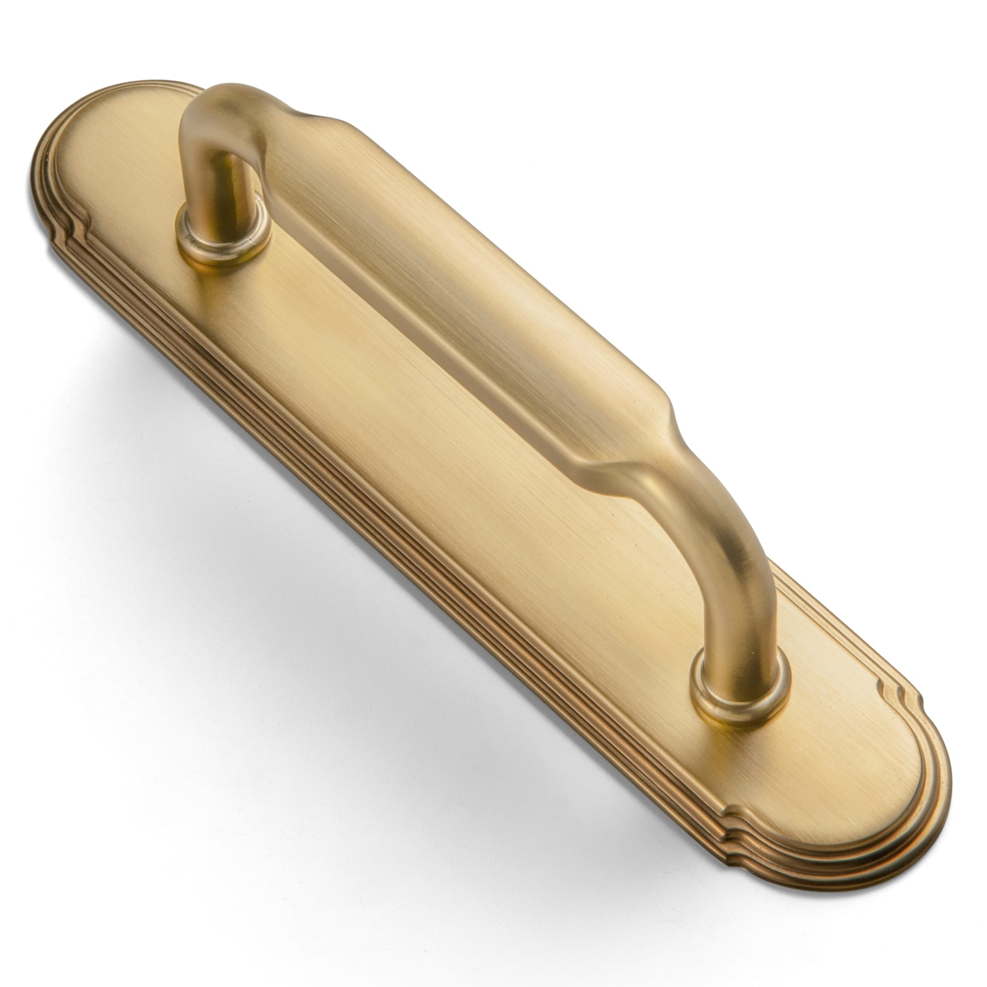 Goo-Ki Champagne Bronze / G014 / 3'' Hole Center 2 Pack Antique Brass Cabinet Pulls with Back Plate Zinc Alloy Drawer Handle with Long Back Plate