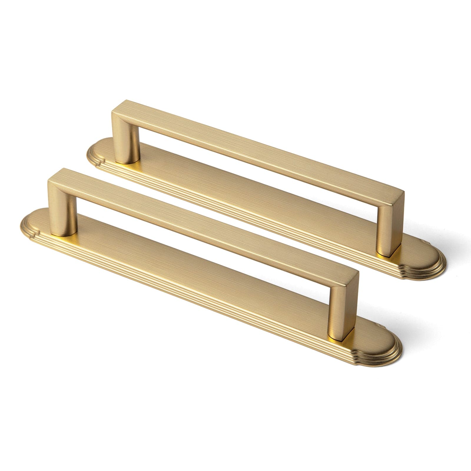 Goo-Ki Champagne Bronze / G014 / 5'' Hole Center 2 Pack Long Cabinet Bar Pulls with Back Plates Solid Drawer Handles Set