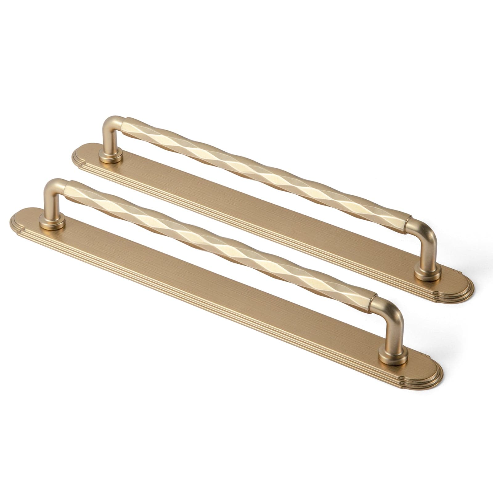 Goo-Ki Champagne Bronze / G014 / 7.6'' Hole Center 2 Pack Zinc Alloy Drawer Pulls with Back Plate Twisted Design Decorative Handles for Kitchen Cabinets
