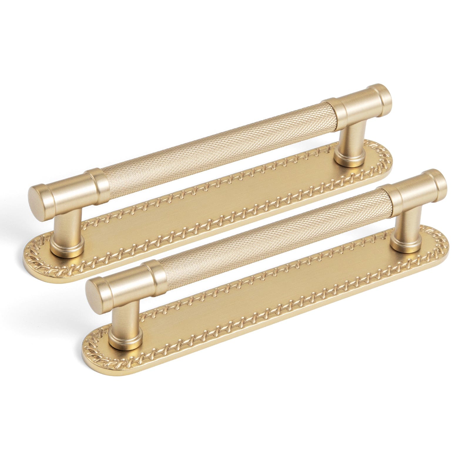 Goo-Ki Champagne Bronze / G016 / 5'' Hole Center 2 Pack Knurled Metal Alloy Vintage Bronze Bar Pull with Back Plate Kitchen Hardware