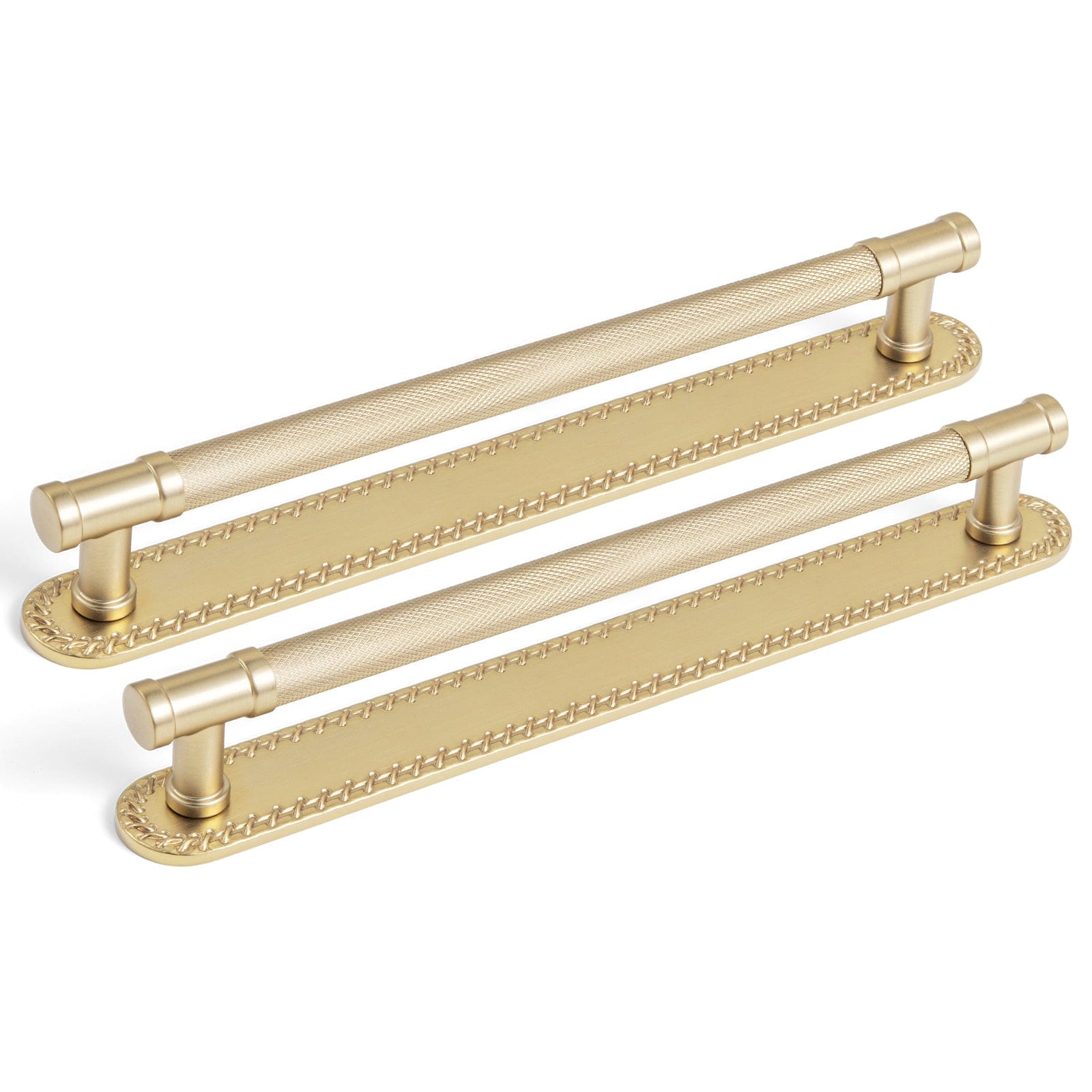 Goo-Ki Champagne Bronze / G016 / 7.6'' Hole Center 2 Pack Knurled Metal Alloy Vintage Bronze Bar Pull with Back Plate Kitchen Hardware