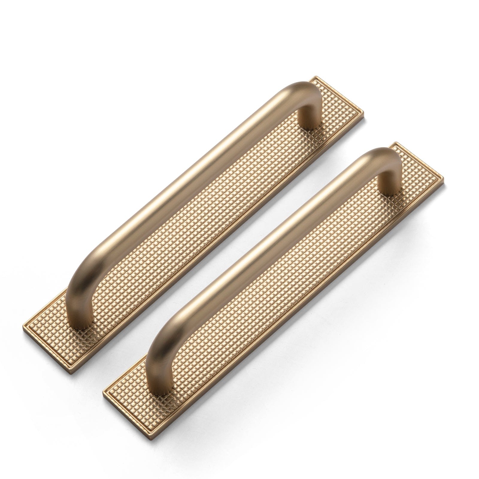 Goo-Ki Champagne Bronze / G017 / 5'' Hole Center 2 Pack Modern Geometric Zinc Alloy Cabinet Pulls with Back Plate Sleek Curved Sturdy Cabinet Handles