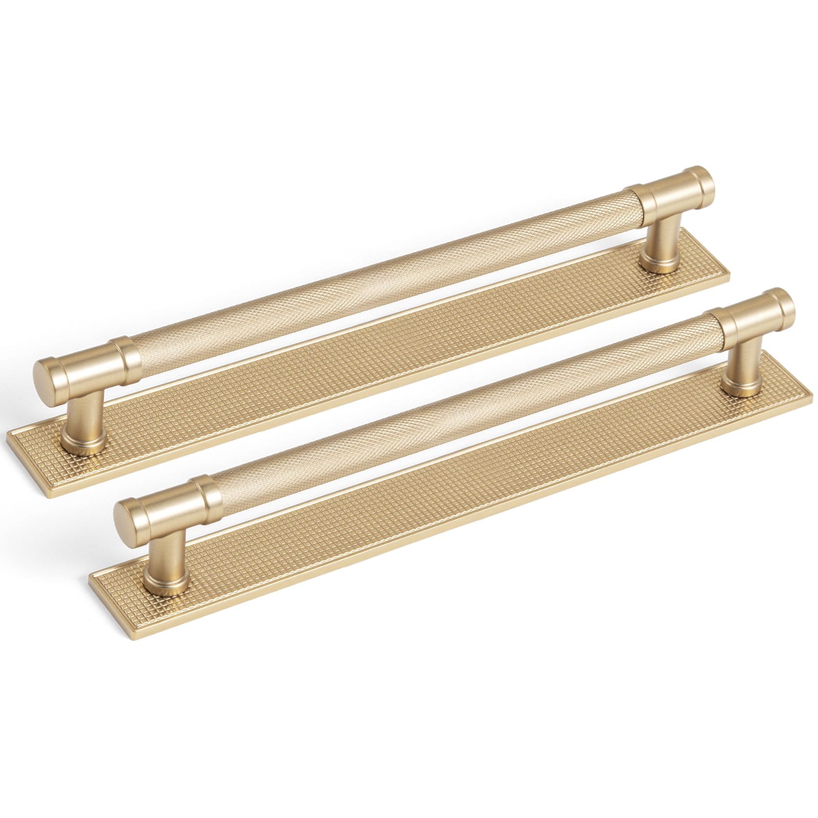 Goo-Ki Champagne Bronze / G017 / 7.6'' Hole Center 2 Pack Knurled Metal Alloy Vintage Bronze Bar Pull with Back Plate Kitchen Hardware