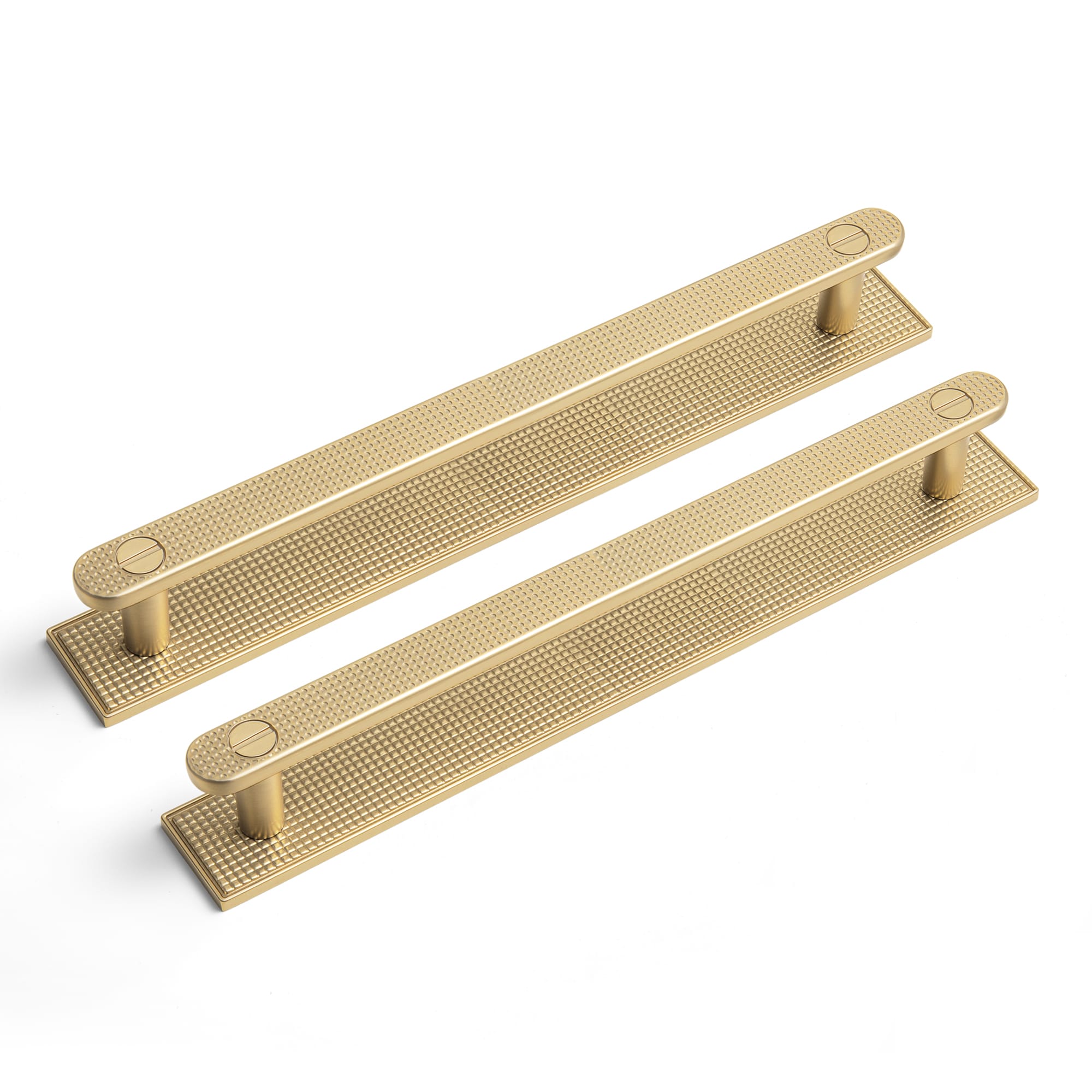 Goo-Ki Champagne Bronze / G017 / 7.6'' Hole Center 2 Pack Mid-Century Cabinet Pulls, Zinc Alloy Drawer Handles with Embossed Grid Backplate, Kitchen & Furniture Replacement Hardware