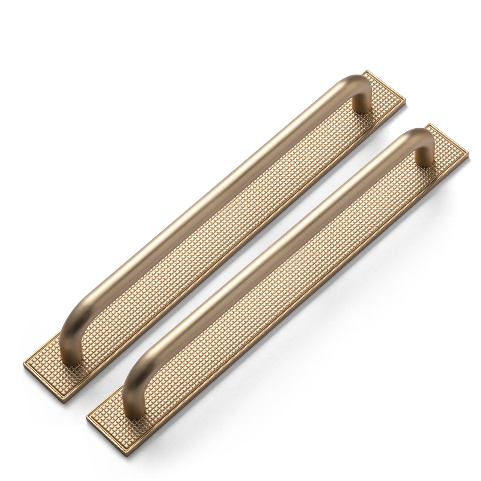Goo-Ki Champagne Bronze / G017 / 7.6'' Hole Center 2 Pack Modern Geometric Zinc Alloy Cabinet Pulls with Back Plate Sleek Curved Sturdy Cabinet Handles
