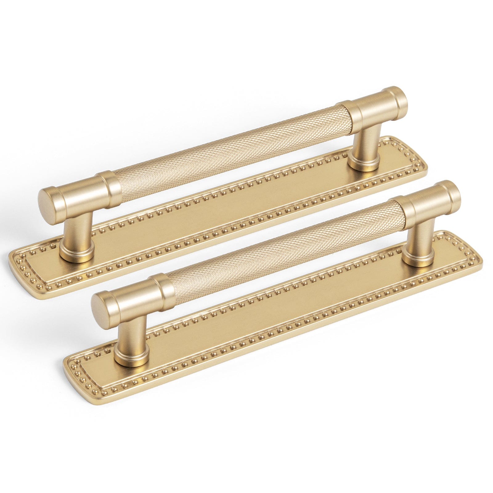 Goo-Ki Champagne Bronze / G018 / 5'' Hole Center 2 Pack Knurled Metal Alloy Vintage Bronze Bar Pull with Back Plate Kitchen Hardware