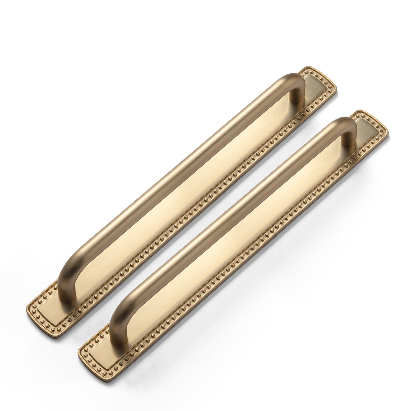 Goo-Ki Champagne Bronze / G018 / 7.6'' Hole Center 2 Pack Modern Geometric Zinc Alloy Cabinet Pulls with Back Plate Sleek Curved Sturdy Cabinet Handles